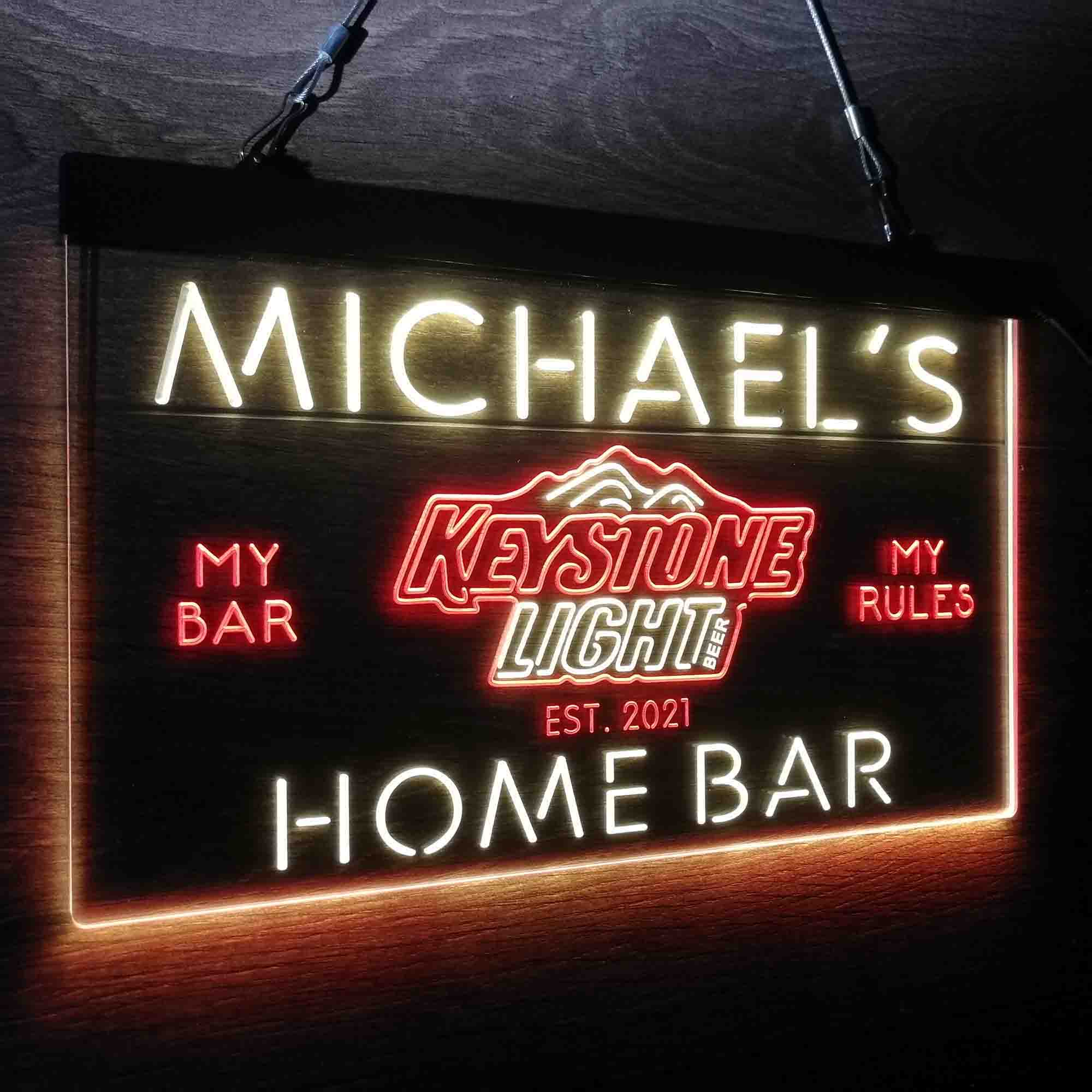 Custom Name Keystone Light Beer Home Bar Neon LED Sign