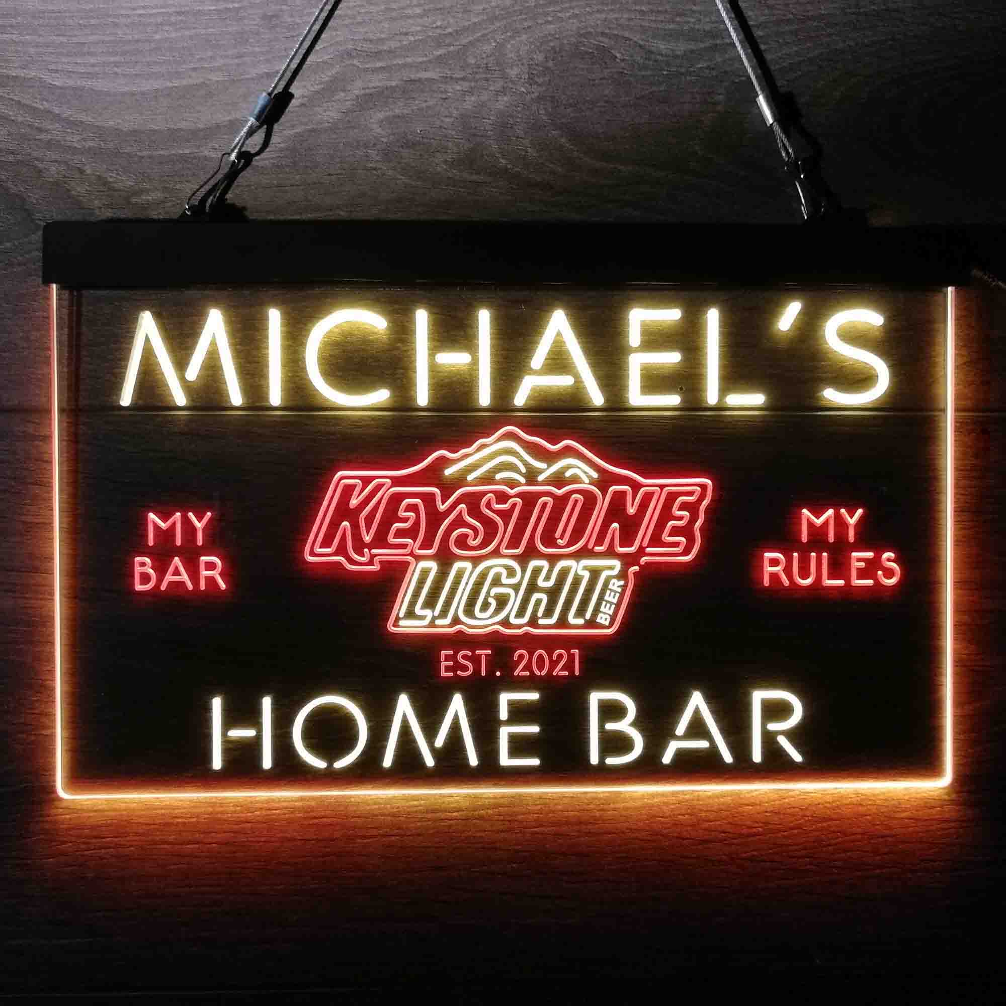 Custom Name Keystone Light Beer Home Bar Neon LED Sign