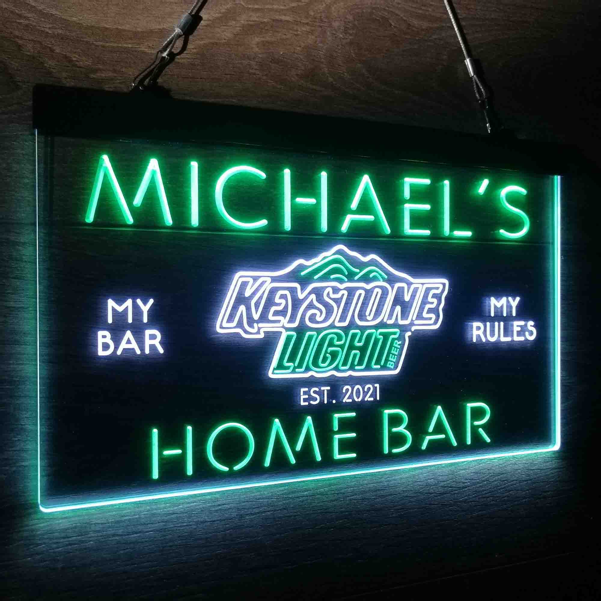 Custom Name Keystone Light Beer Home Bar Neon LED Sign