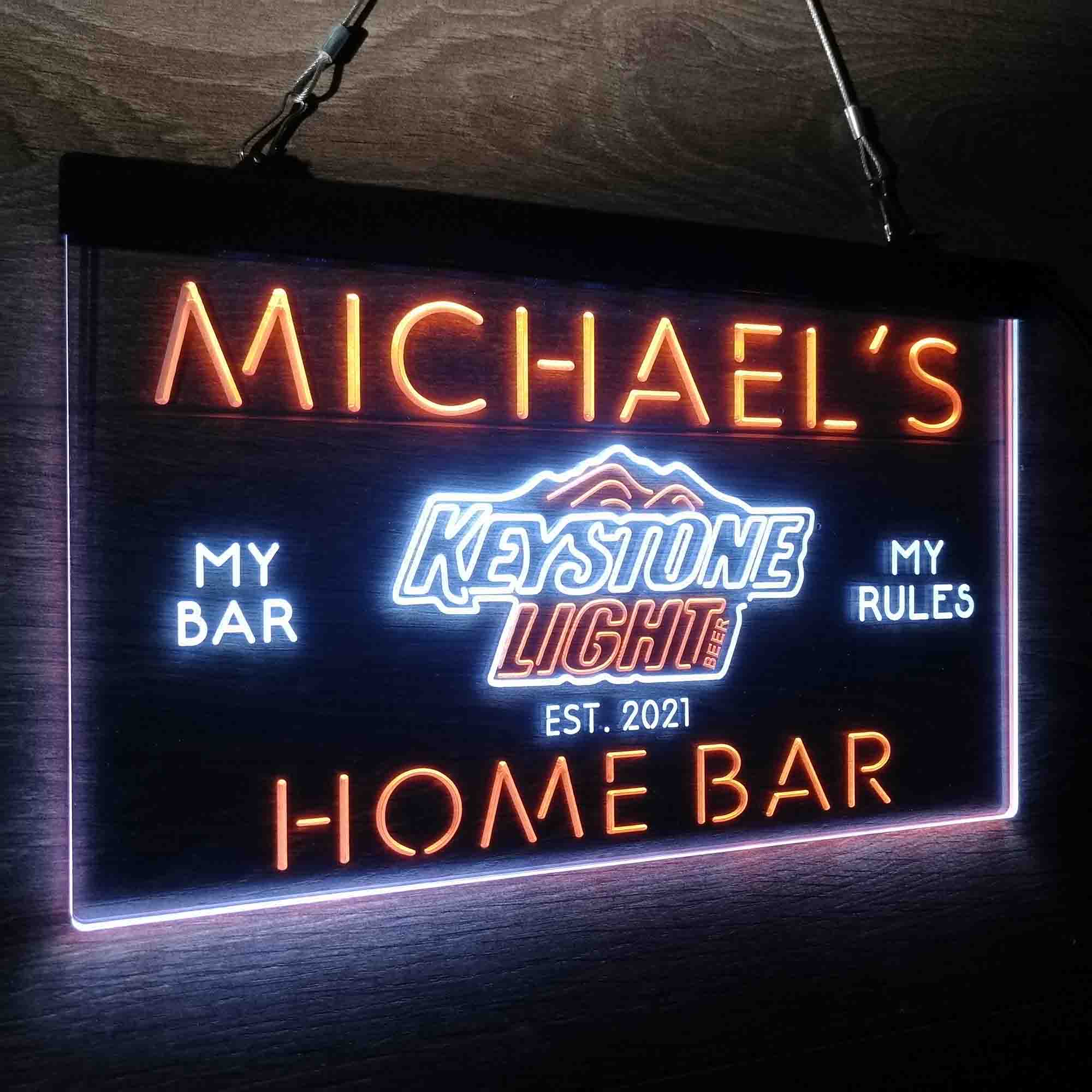 Custom Name Keystone Light Beer Home Bar Neon LED Sign