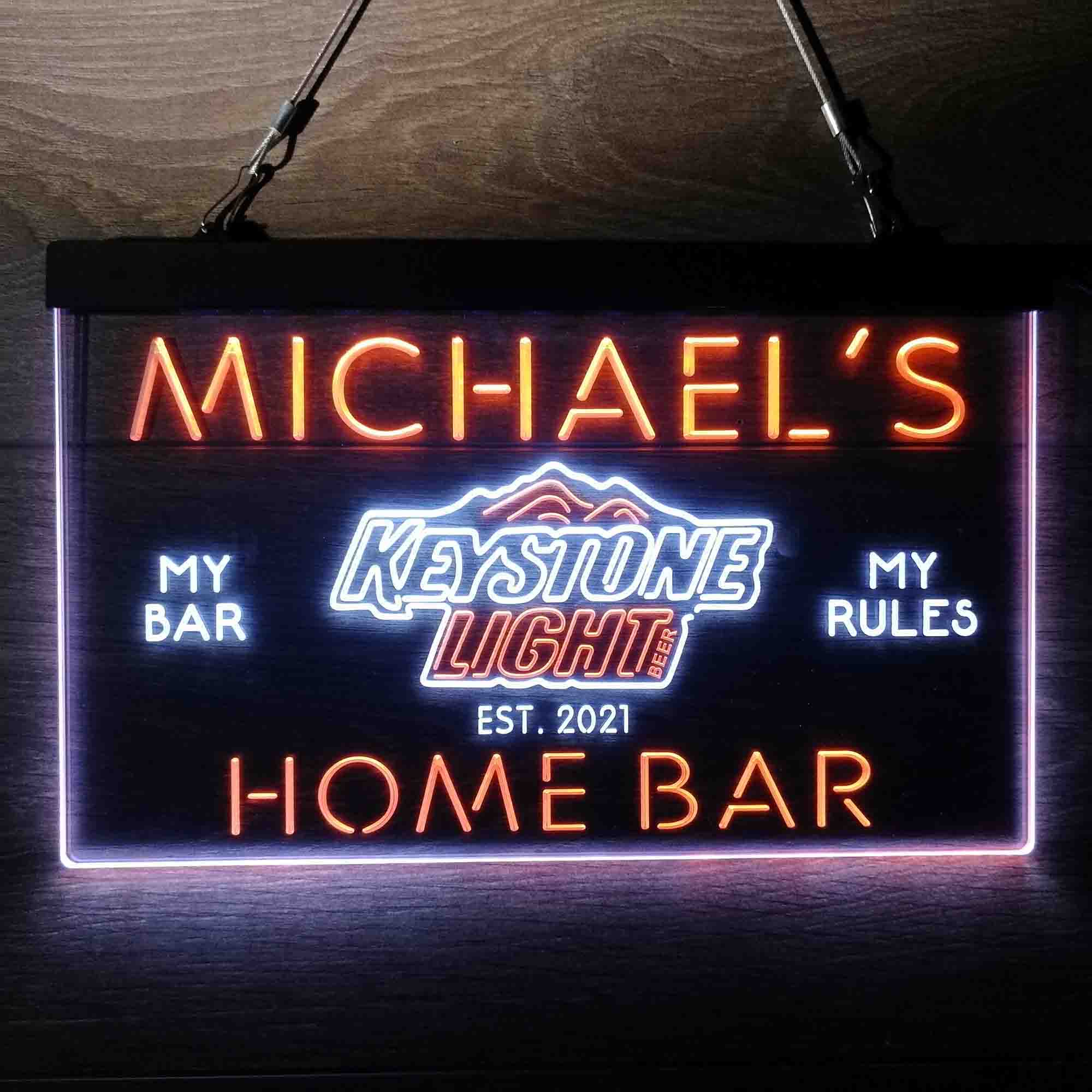 Custom Name Keystone Light Beer Home Bar Neon LED Sign