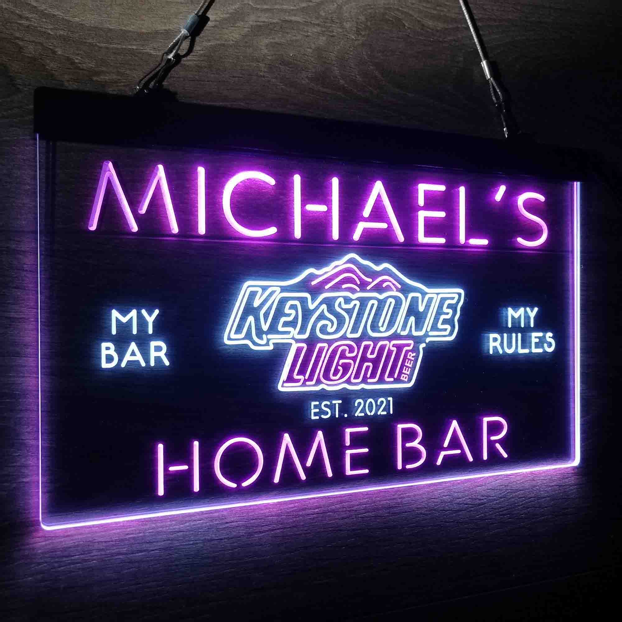 Custom Name Keystone Light Beer Home Bar Neon LED Sign