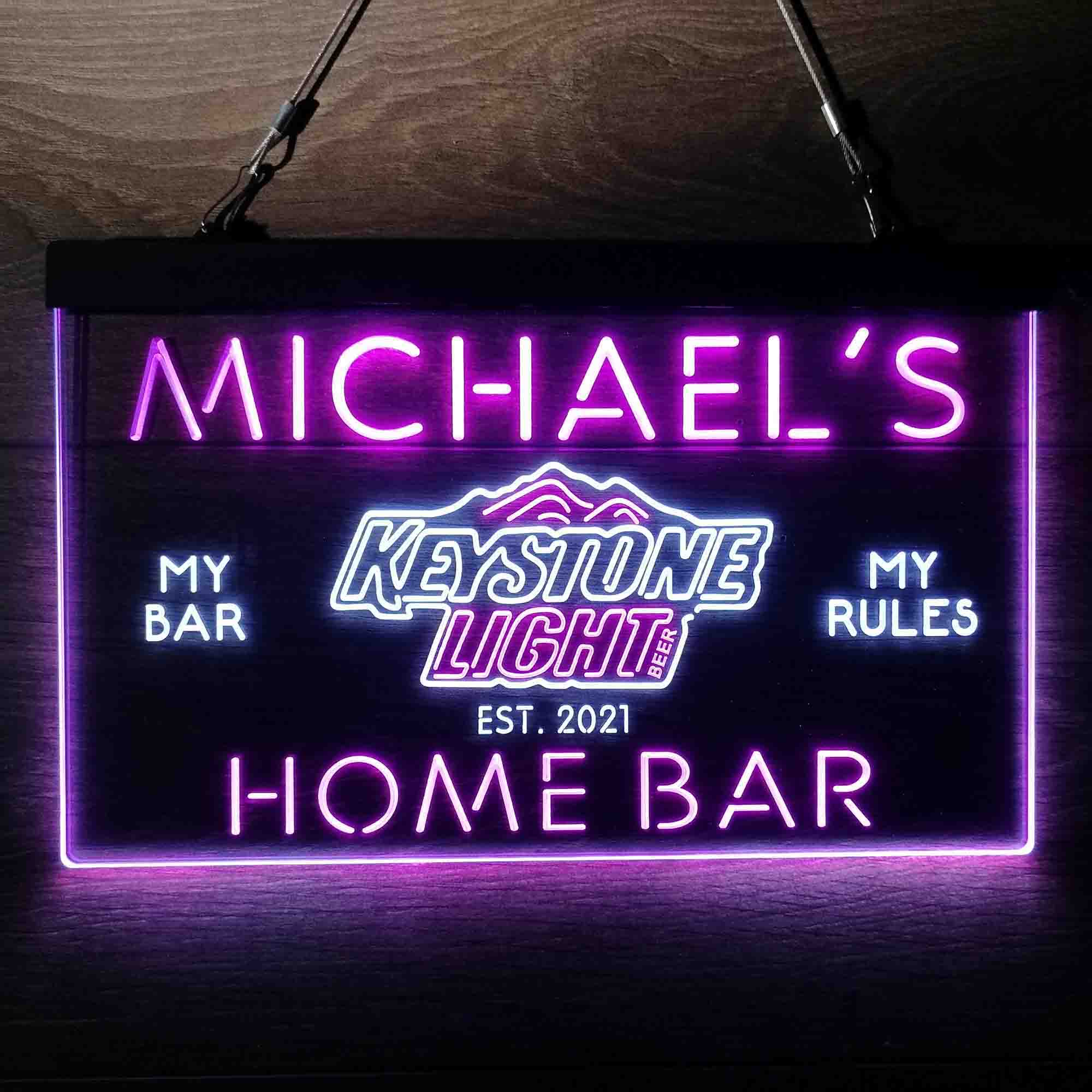 Custom Name Keystone Light Beer Home Bar Neon LED Sign