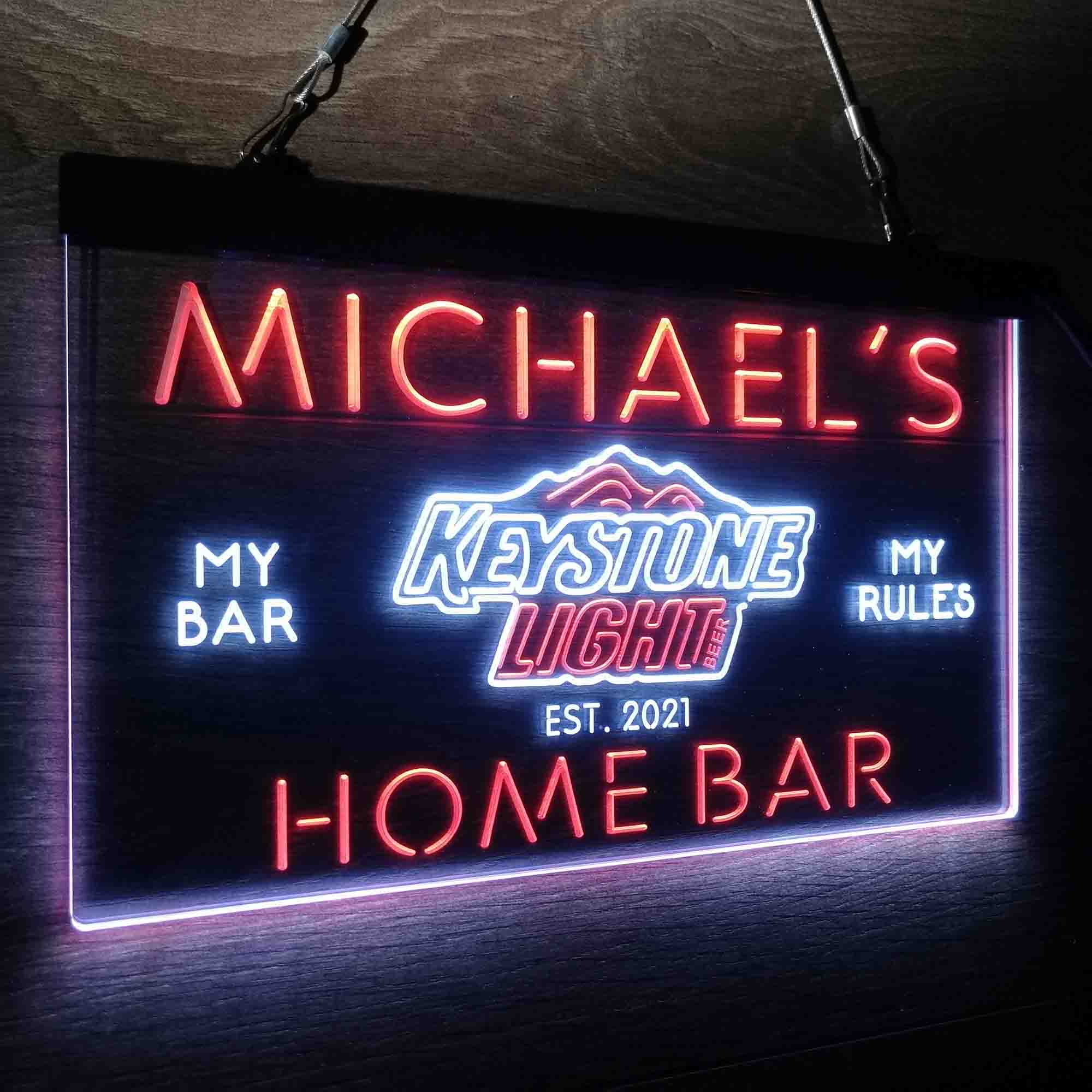 Custom Name Keystone Light Beer Home Bar Neon LED Sign