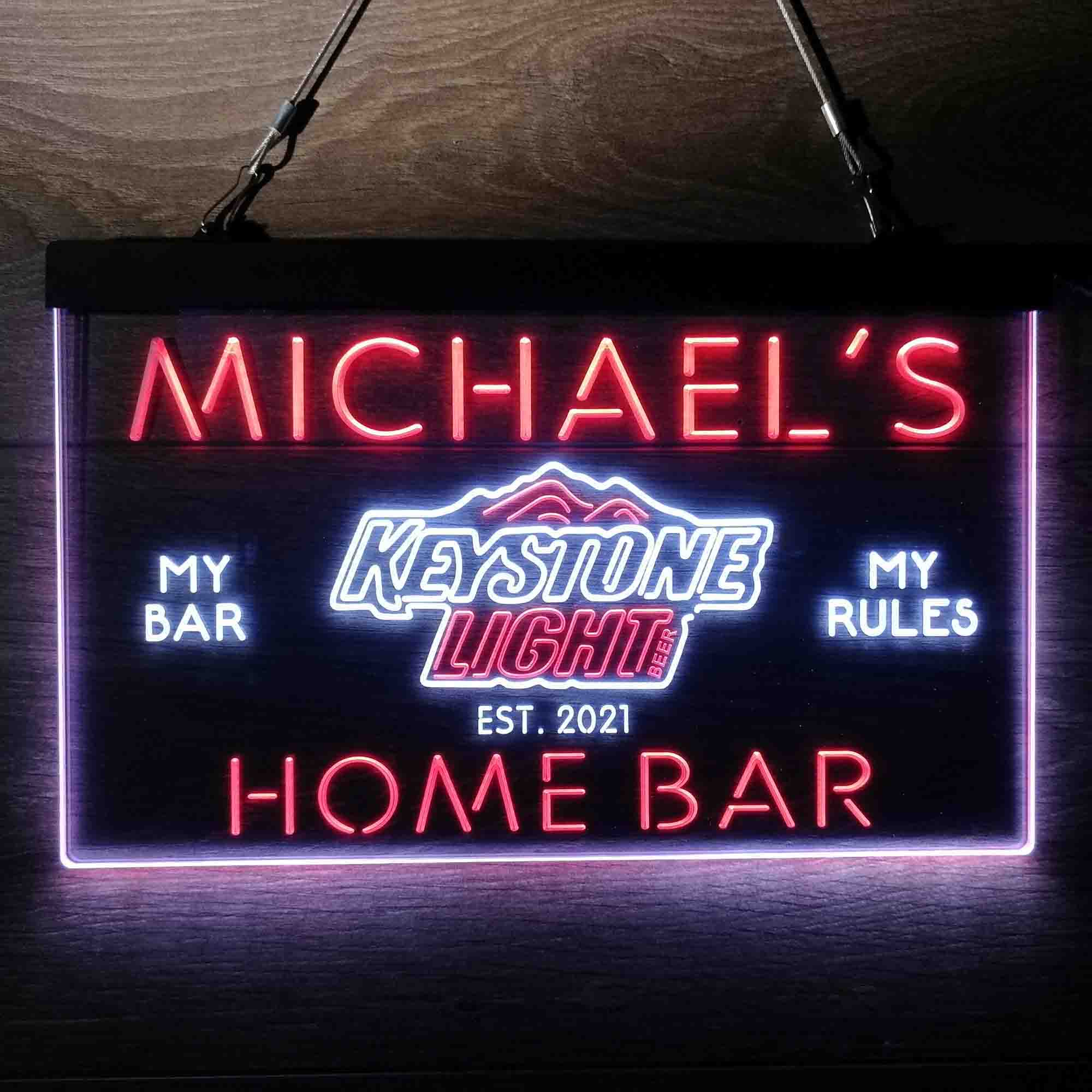 Custom Name Keystone Light Beer Home Bar Neon LED Sign