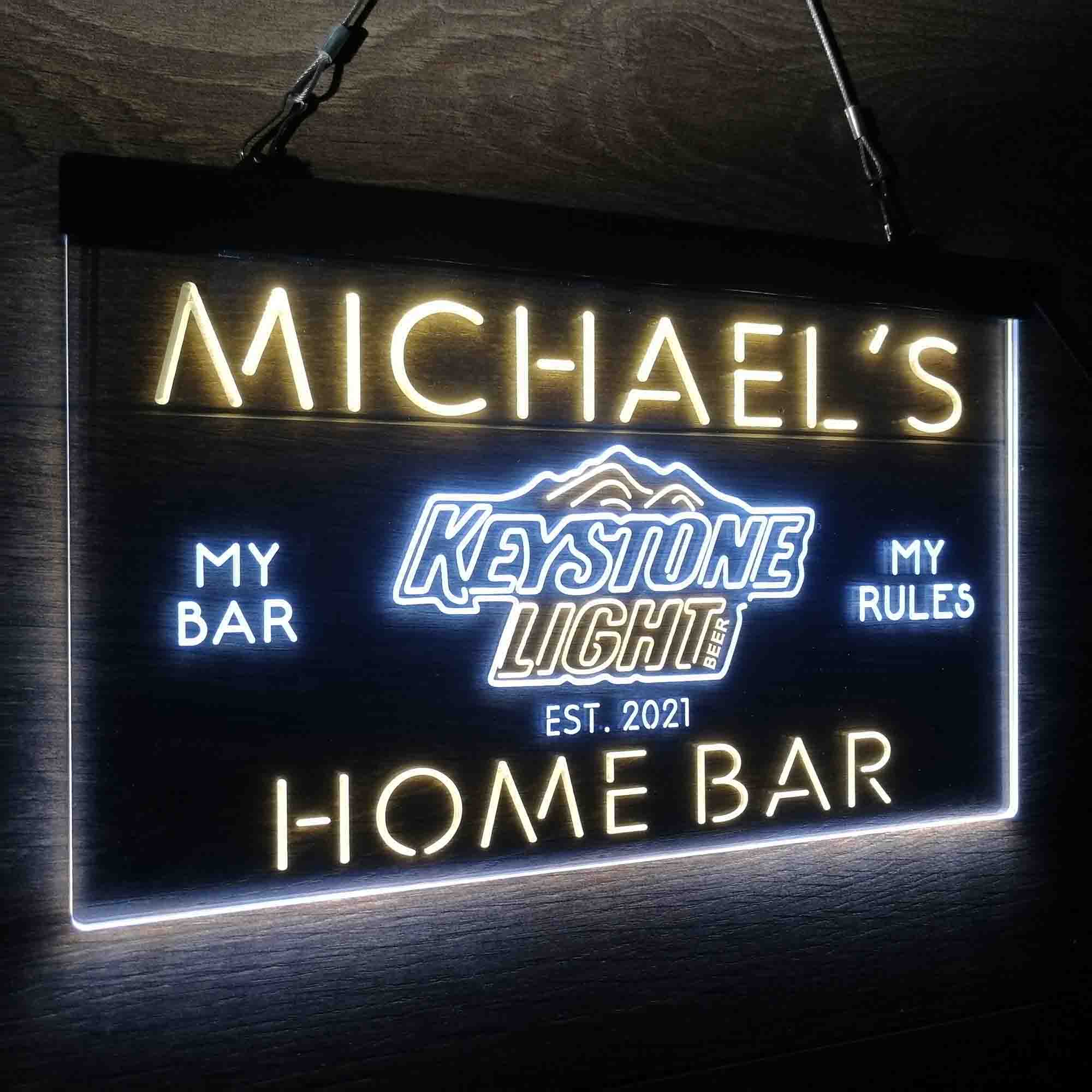 Custom Name Keystone Light Beer Home Bar Neon LED Sign