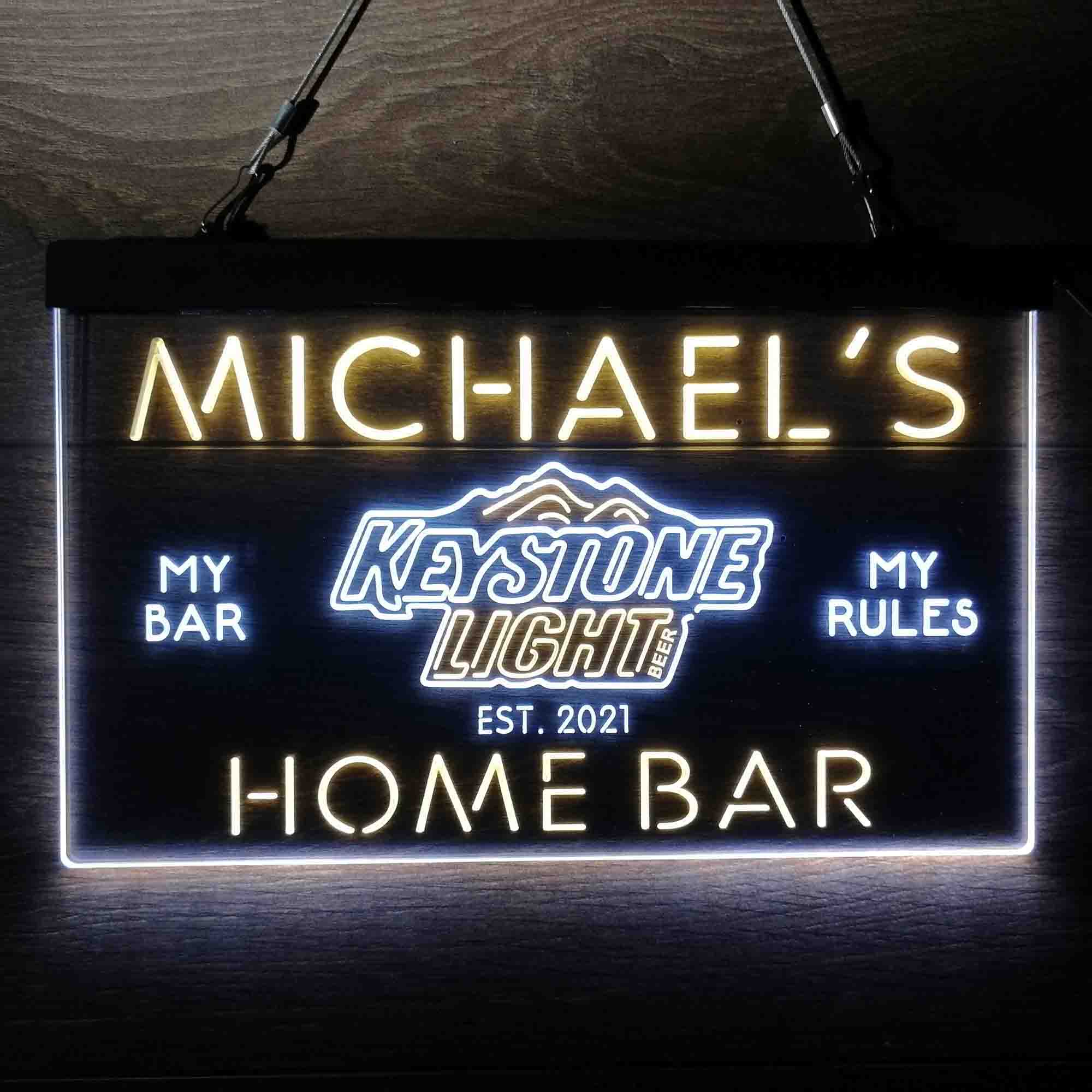 Custom Name Keystone Light Beer Home Bar Neon LED Sign