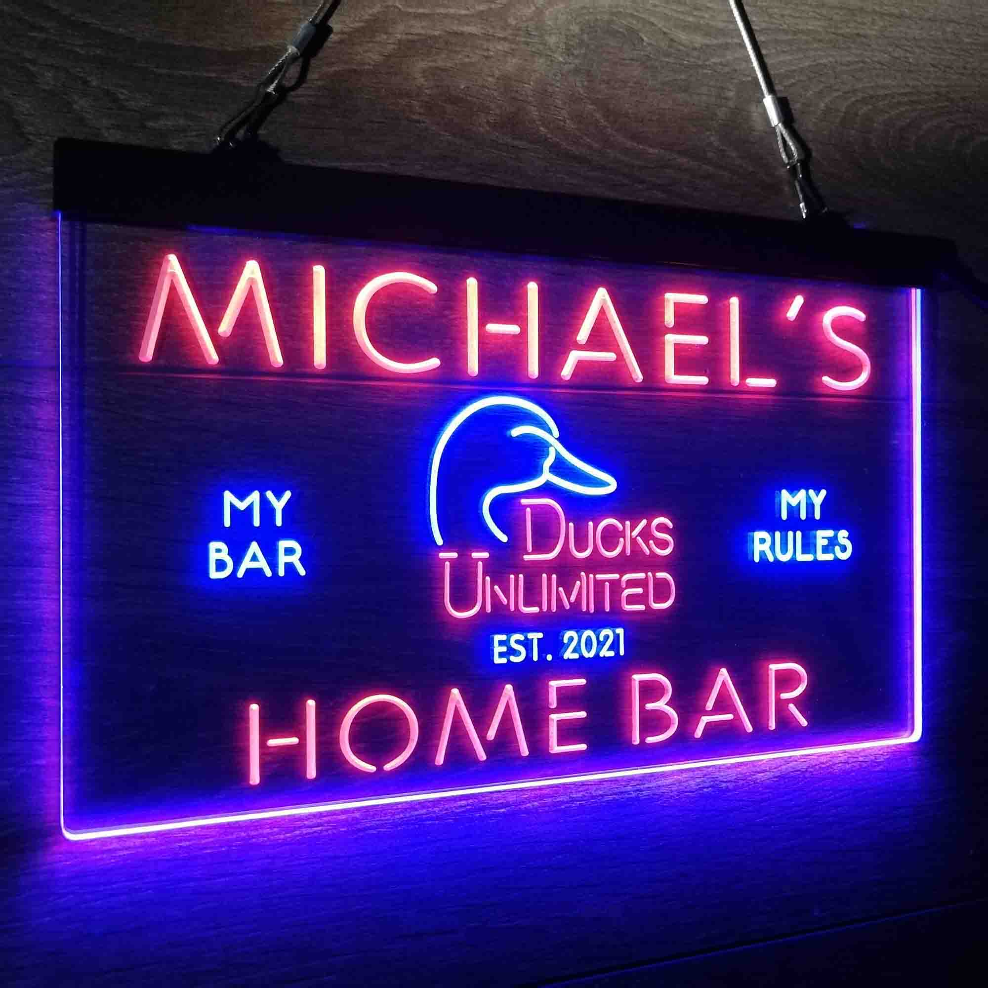 Custom Name Ducks Unlimited Home Bar Neon LED Sign