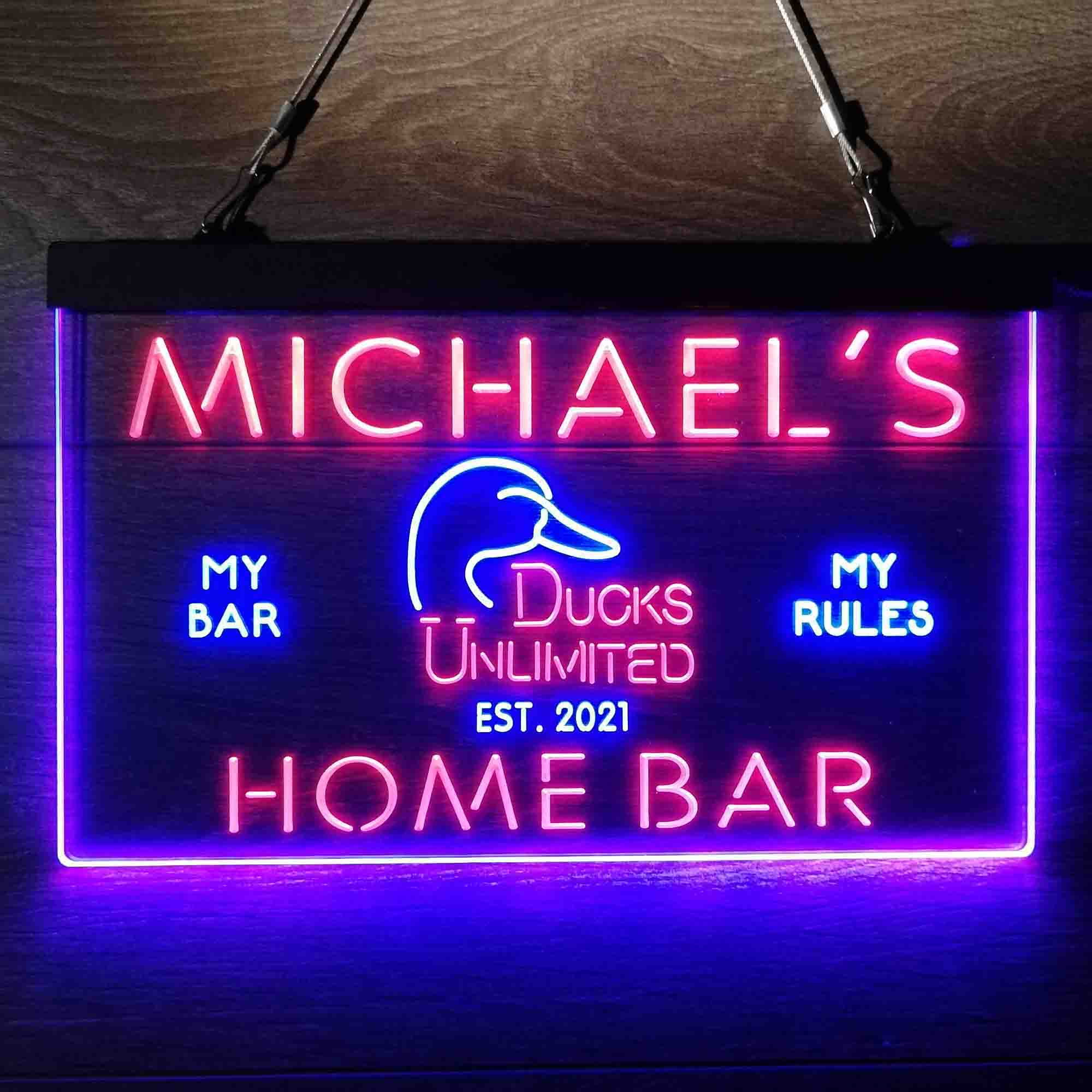 Custom Name Ducks Unlimited Home Bar Neon LED Sign