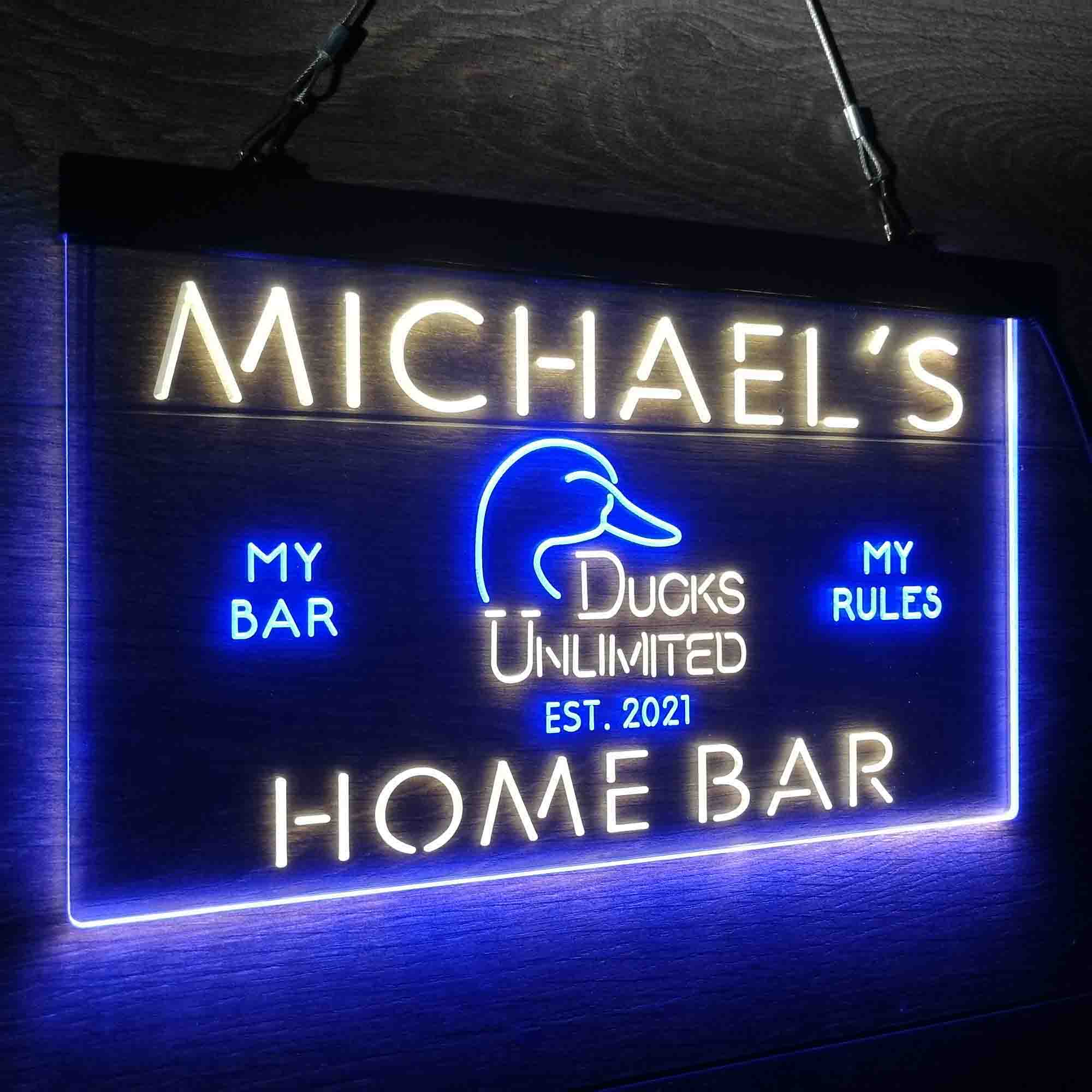 Custom Name Ducks Unlimited Home Bar Neon LED Sign