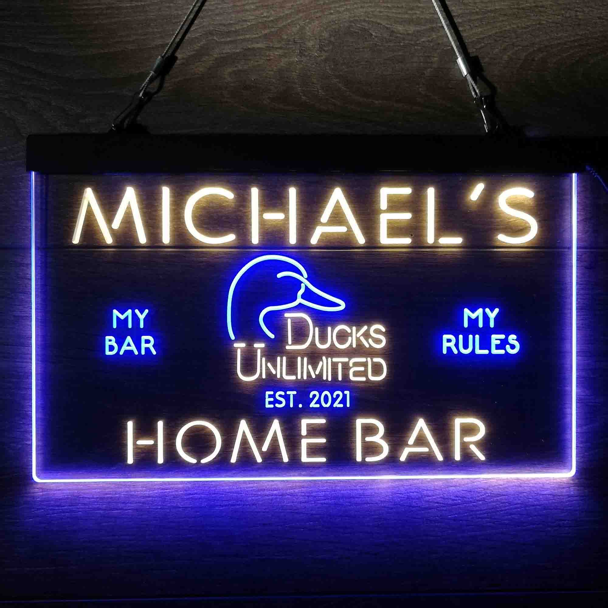 Custom Name Ducks Unlimited Home Bar Neon LED Sign