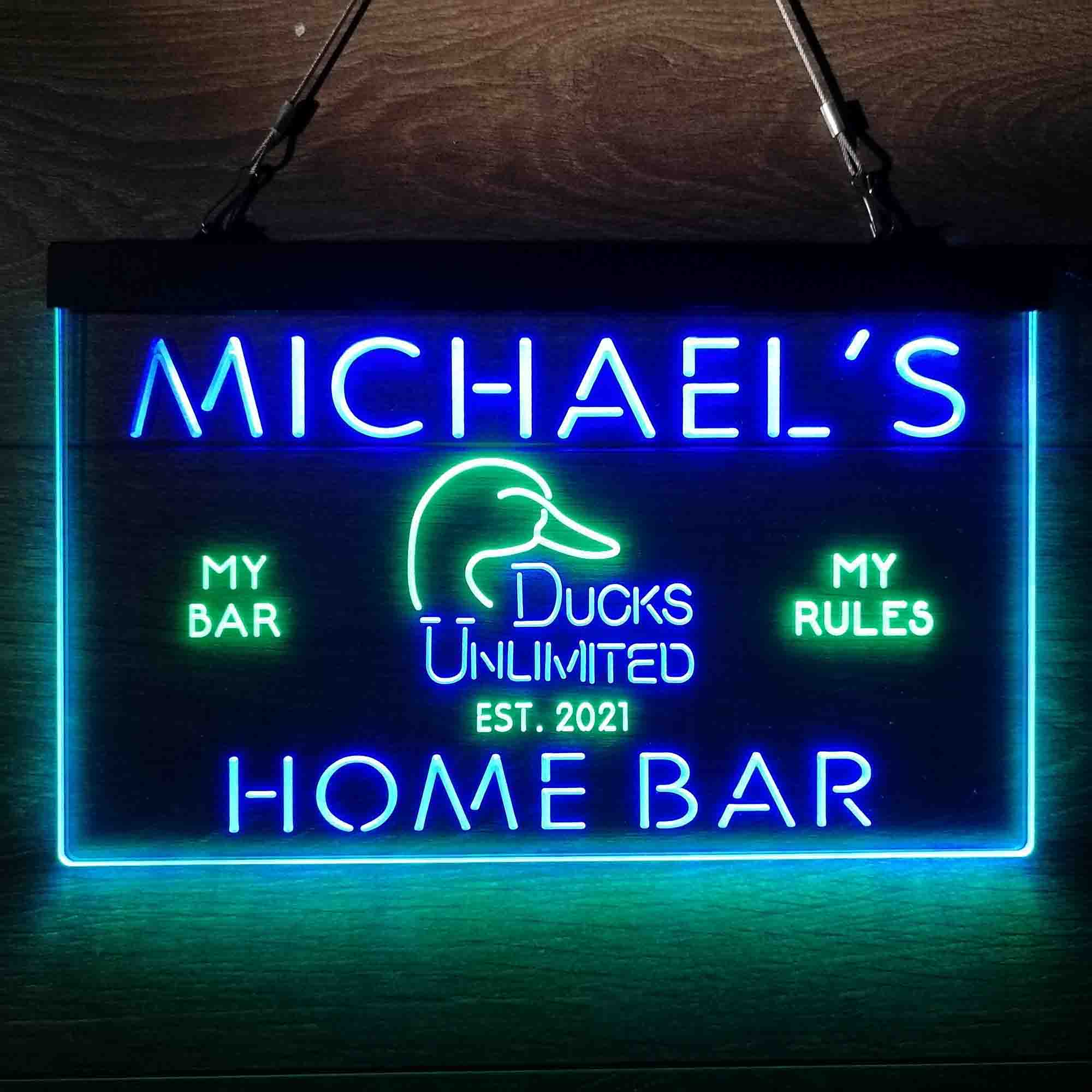 Custom Name Ducks Unlimited Home Bar Neon LED Sign