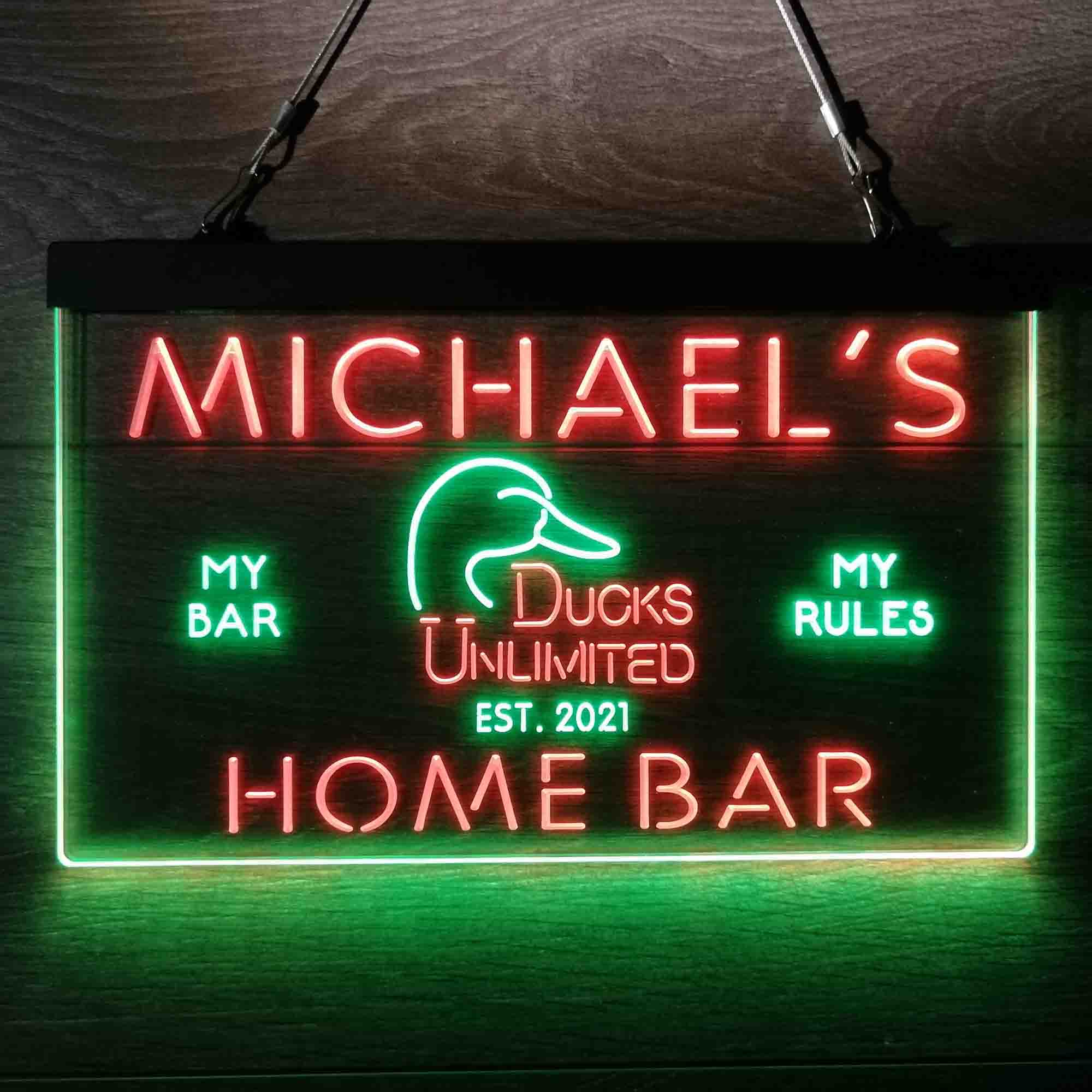 Custom Name Ducks Unlimited Home Bar Neon LED Sign