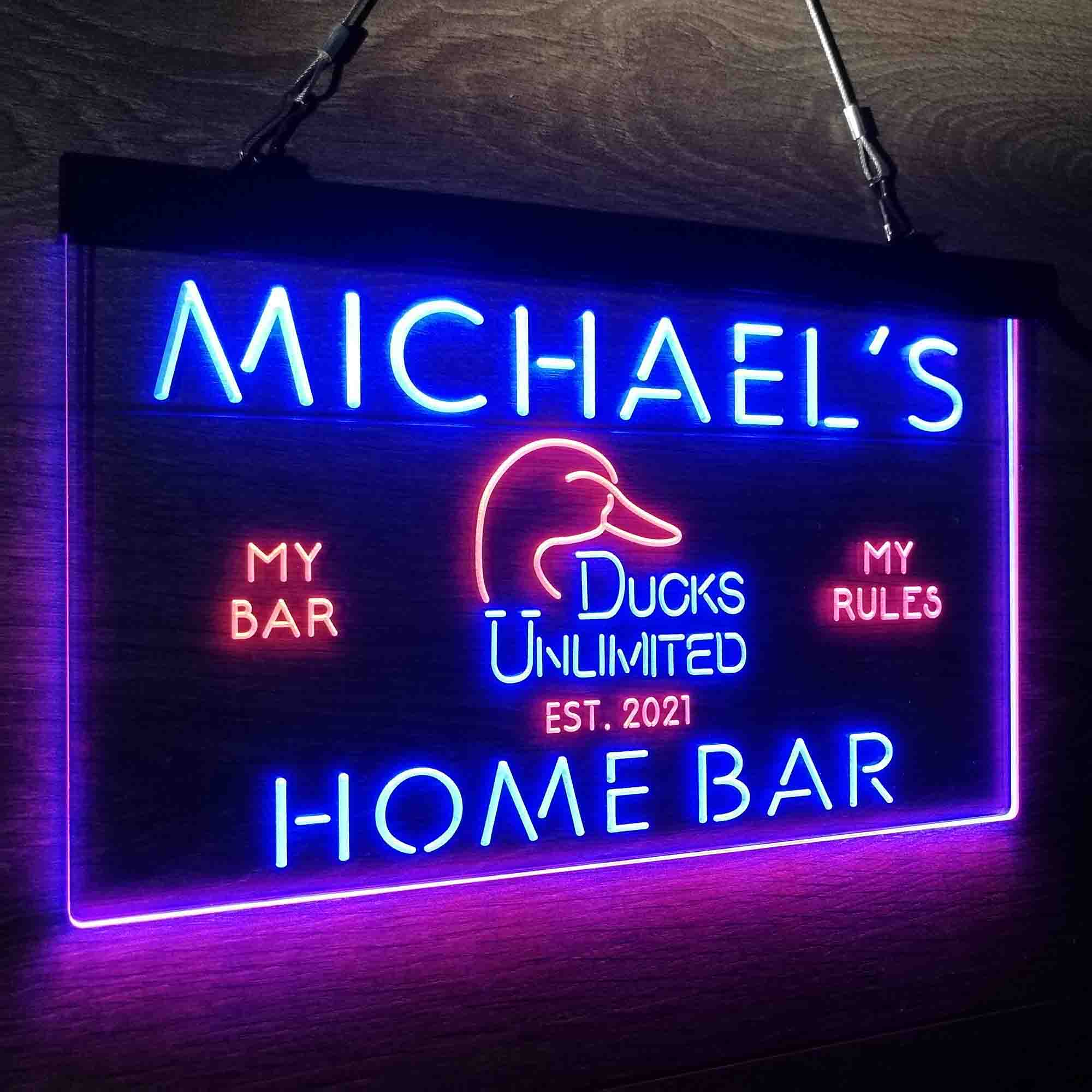 Custom Name Ducks Unlimited Home Bar Neon LED Sign