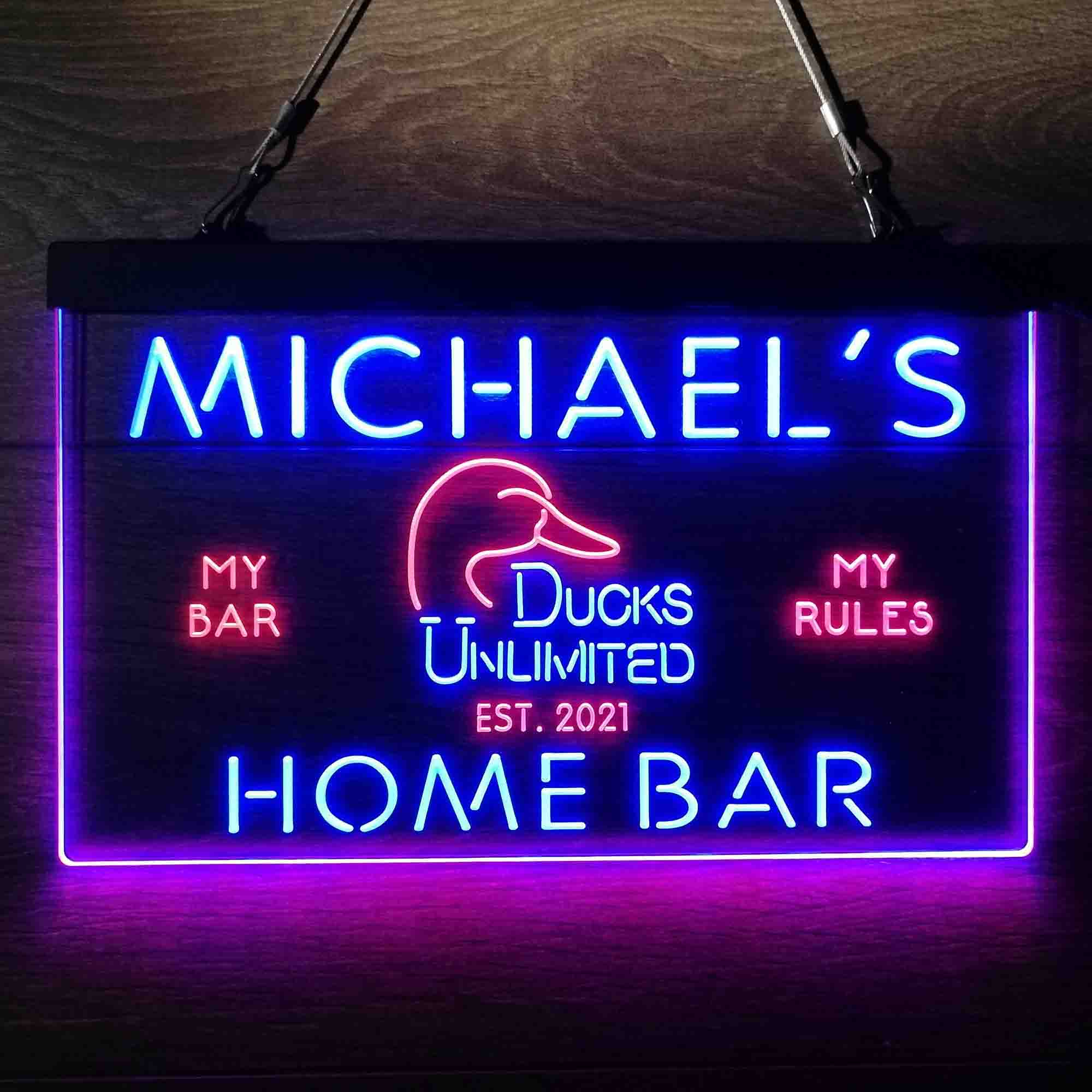 Custom Name Ducks Unlimited Home Bar Neon LED Sign