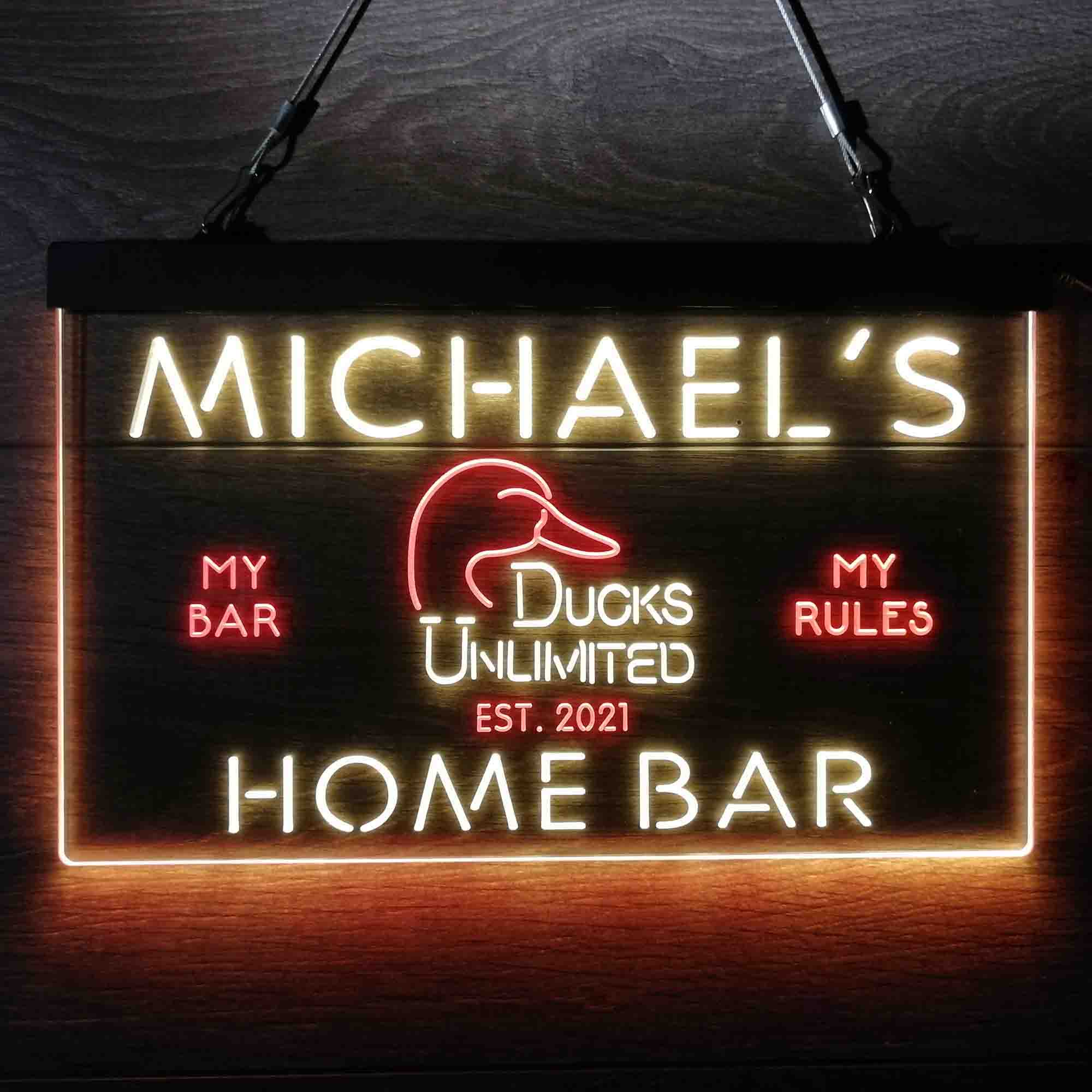 Custom Name Ducks Unlimited Home Bar Neon LED Sign