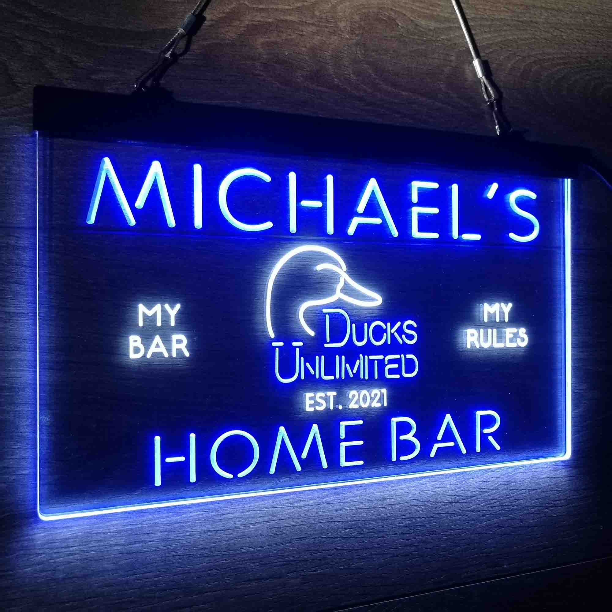 Custom Name Ducks Unlimited Home Bar Neon LED Sign