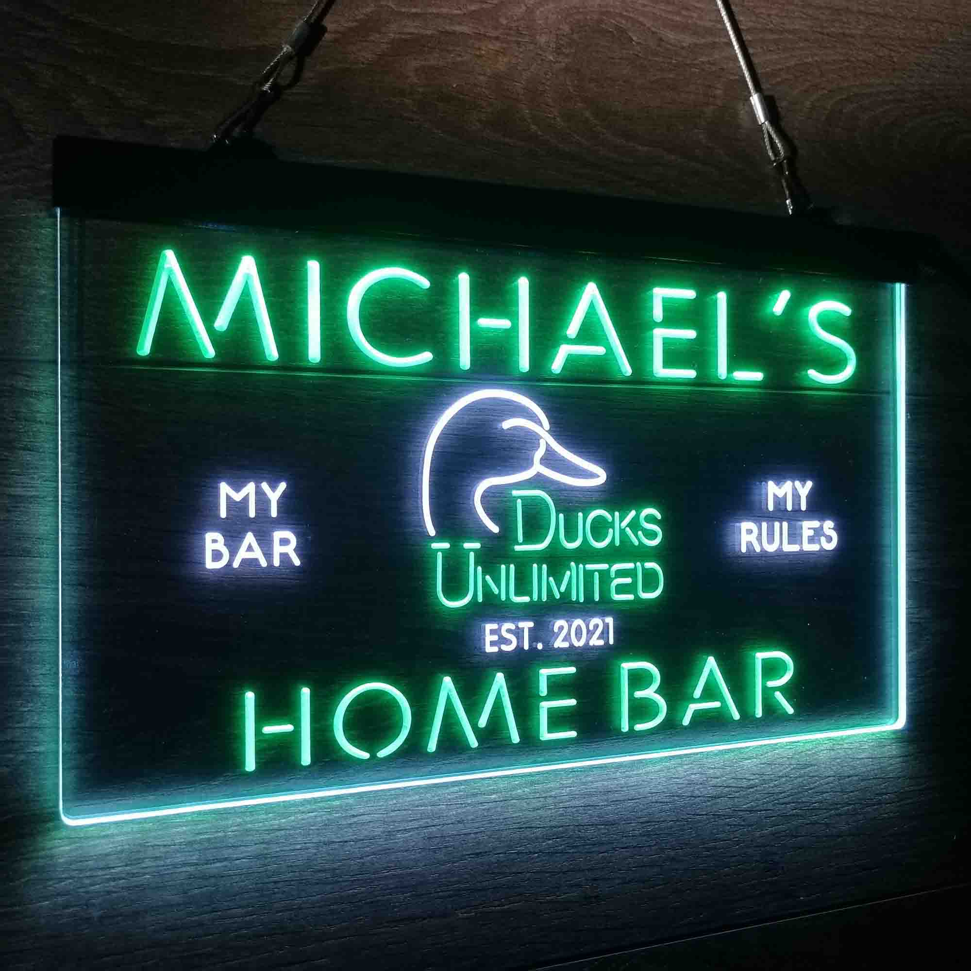 Custom Name Ducks Unlimited Home Bar Neon LED Sign