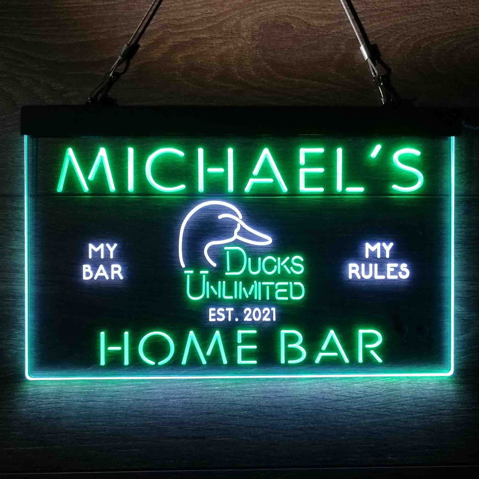 Custom Name Ducks Unlimited Home Bar Neon LED Sign