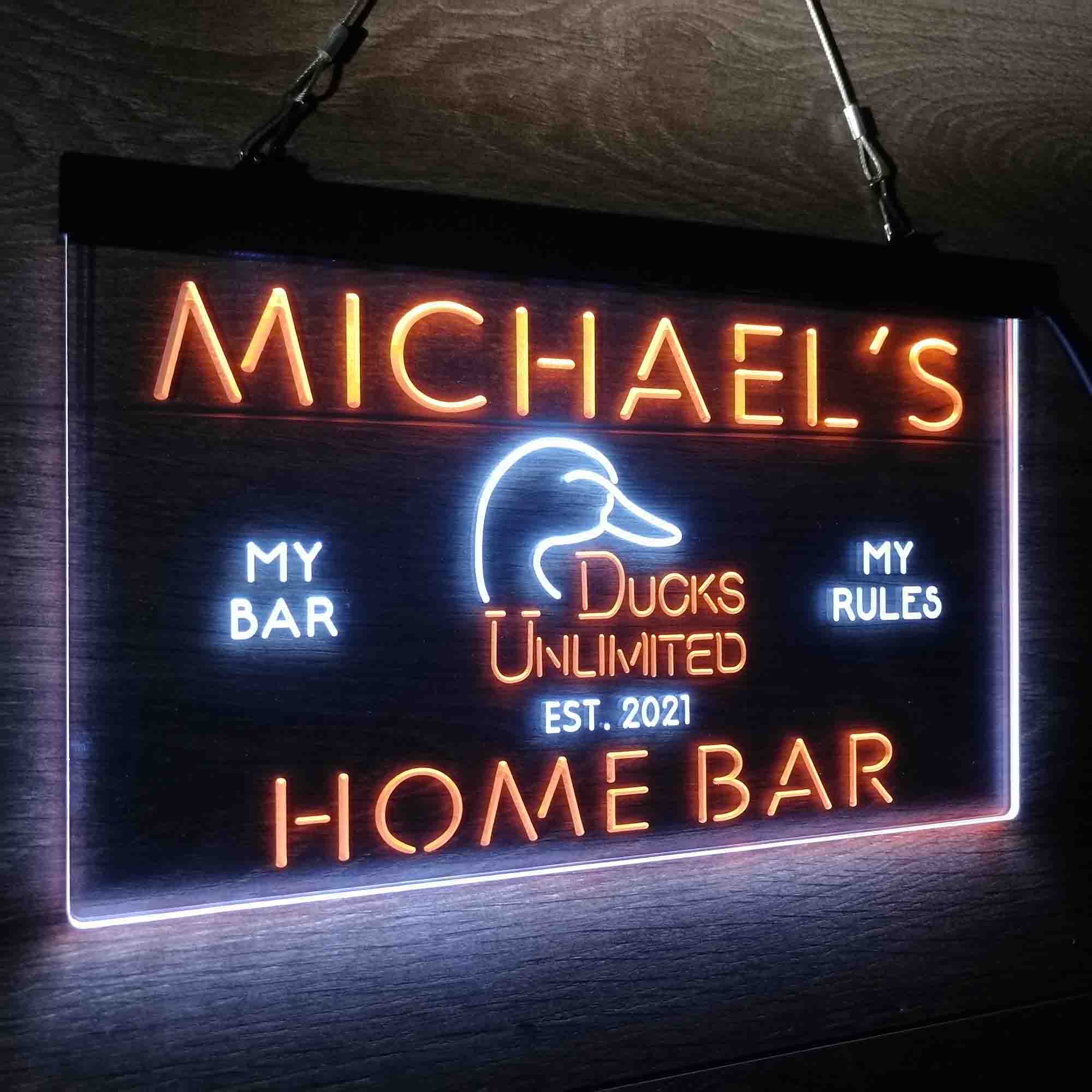 Custom Name Ducks Unlimited Home Bar Neon LED Sign