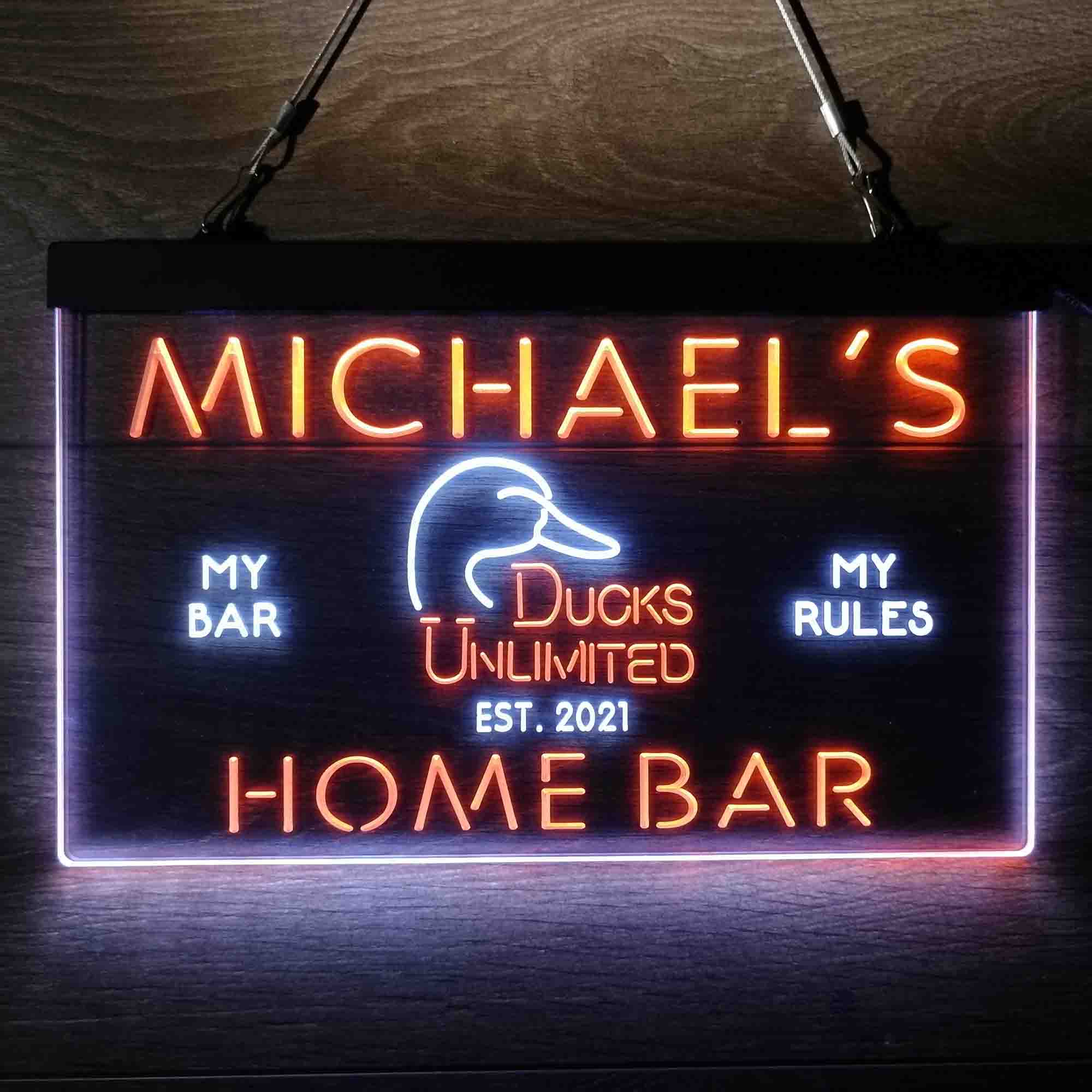 Custom Name Ducks Unlimited Home Bar Neon LED Sign