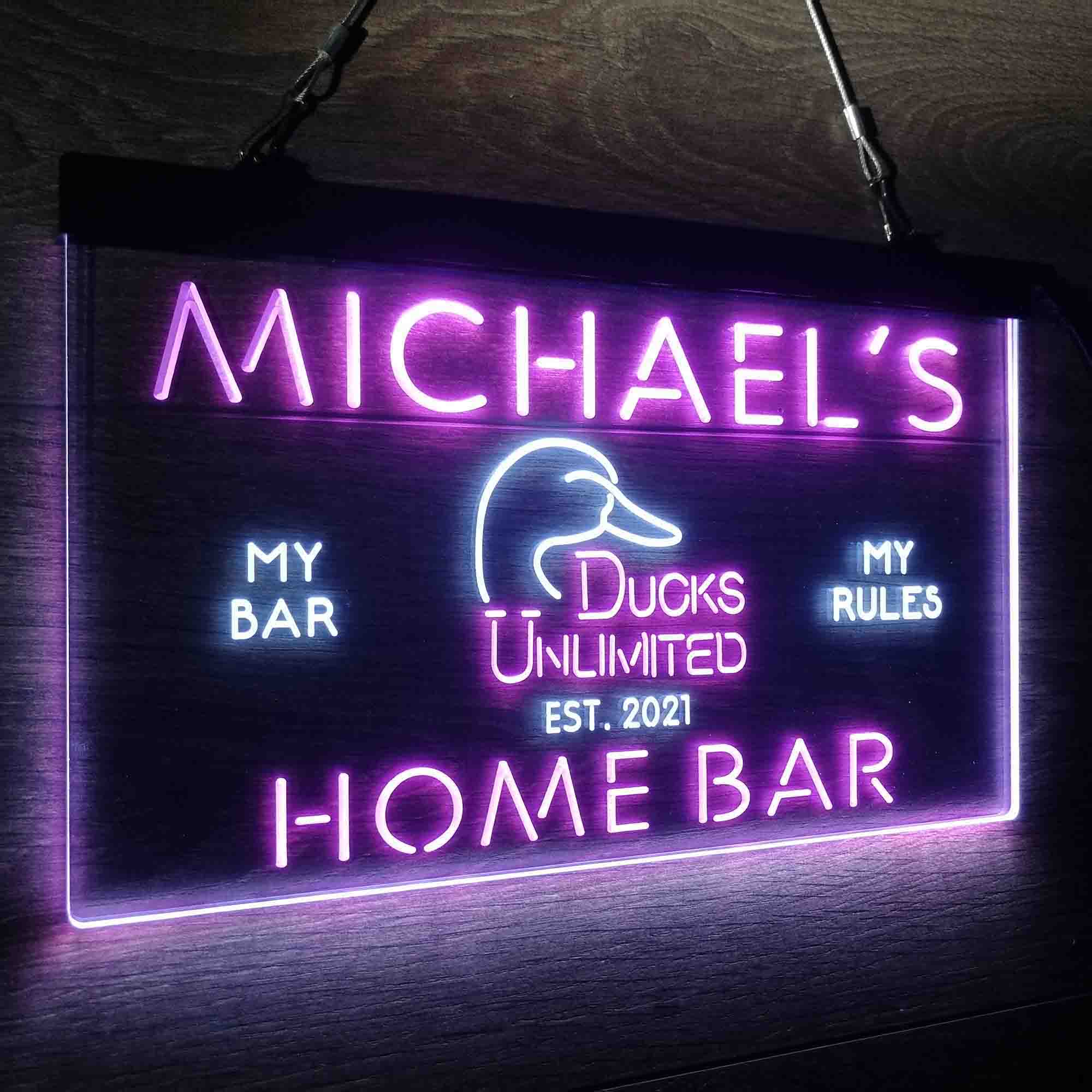 Custom Name Ducks Unlimited Home Bar Neon LED Sign