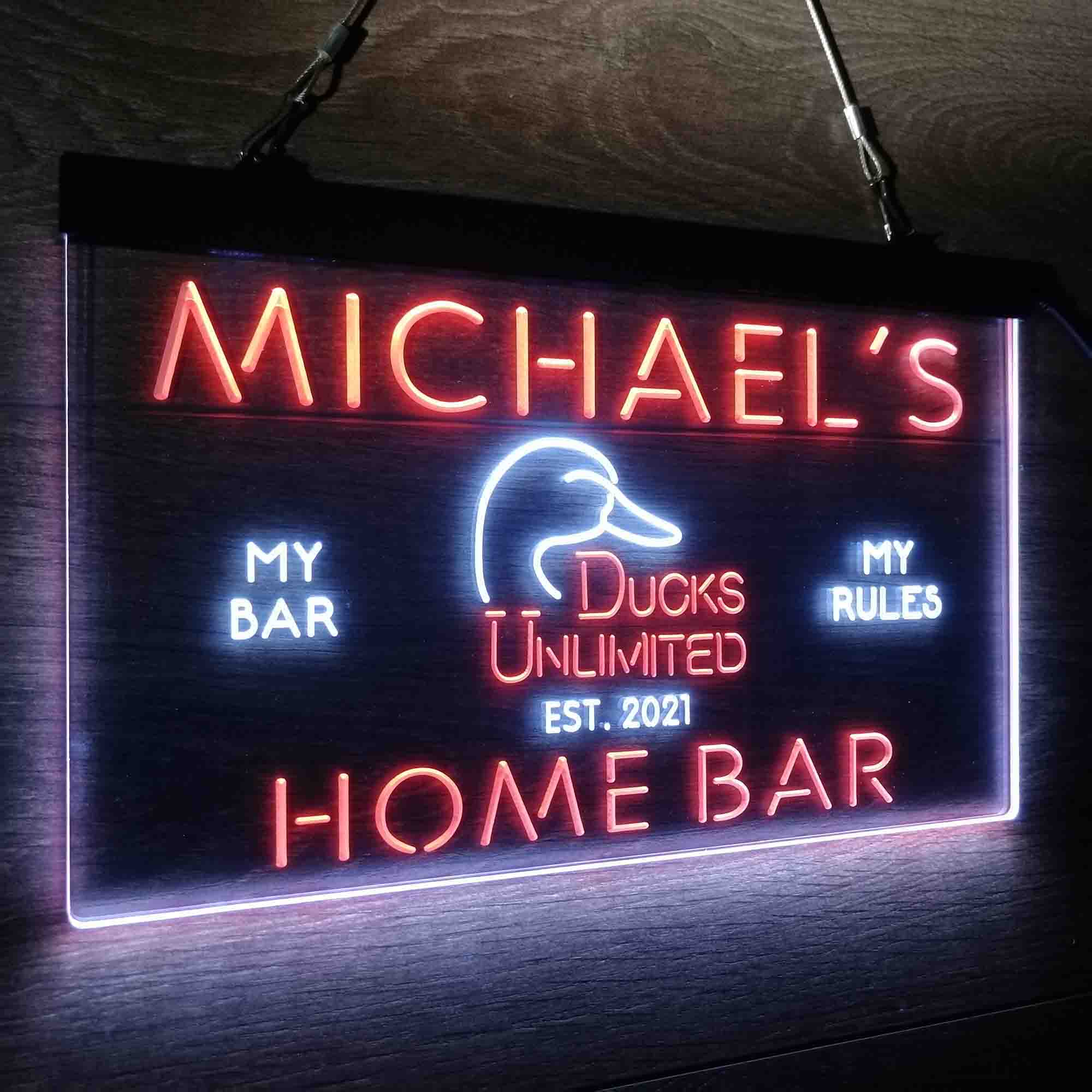 Custom Name Ducks Unlimited Home Bar Neon LED Sign