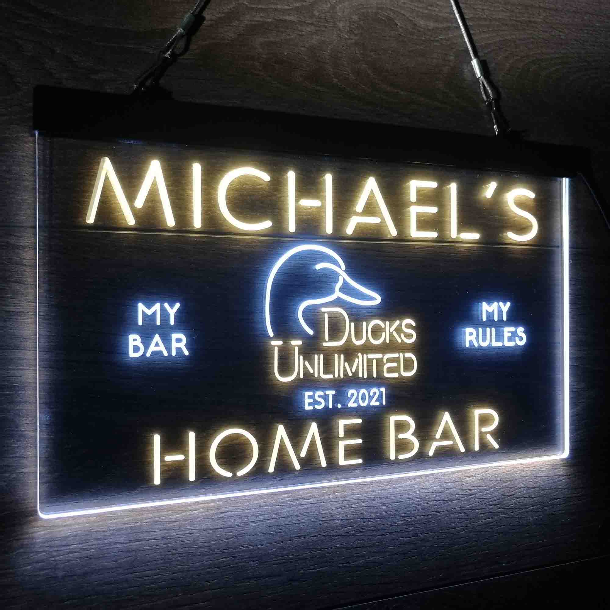 Custom Name Ducks Unlimited Home Bar Neon LED Sign