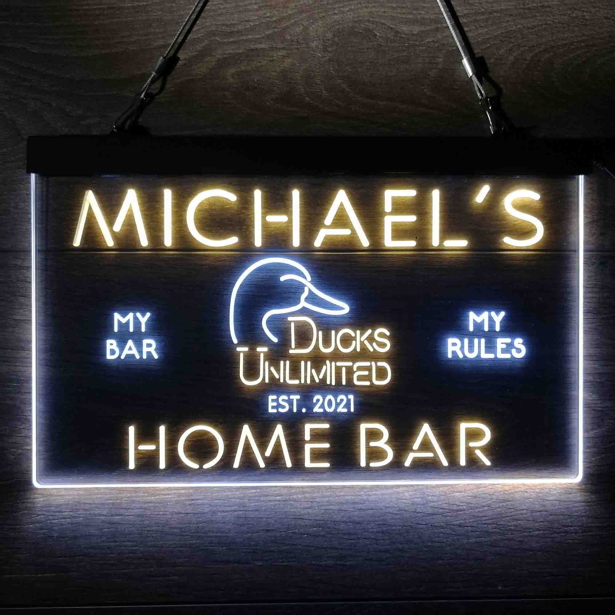 Custom Name Ducks Unlimited Home Bar Neon LED Sign