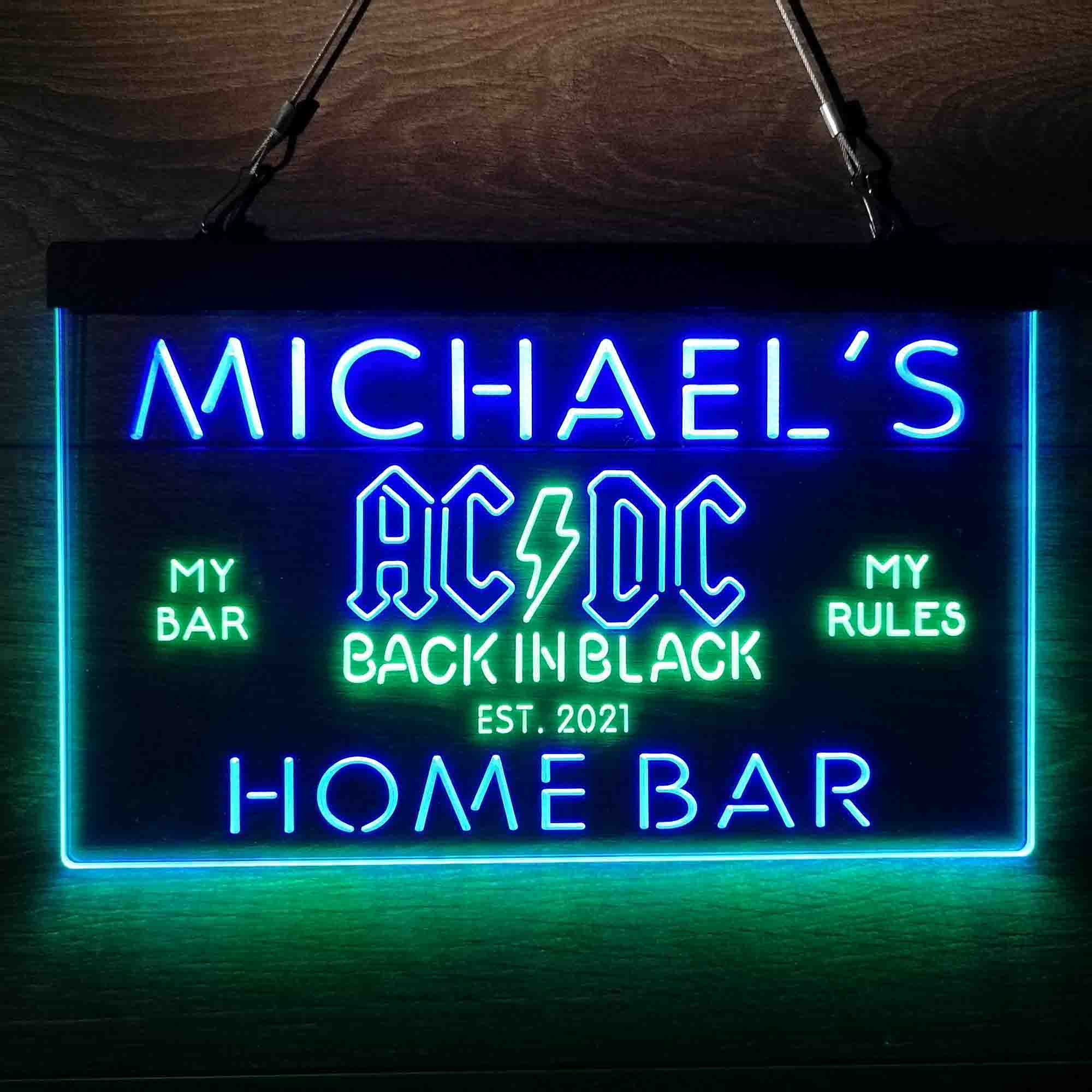 Custom Name ACDC Back in Black Music Band Home Bar Neon LED Sign