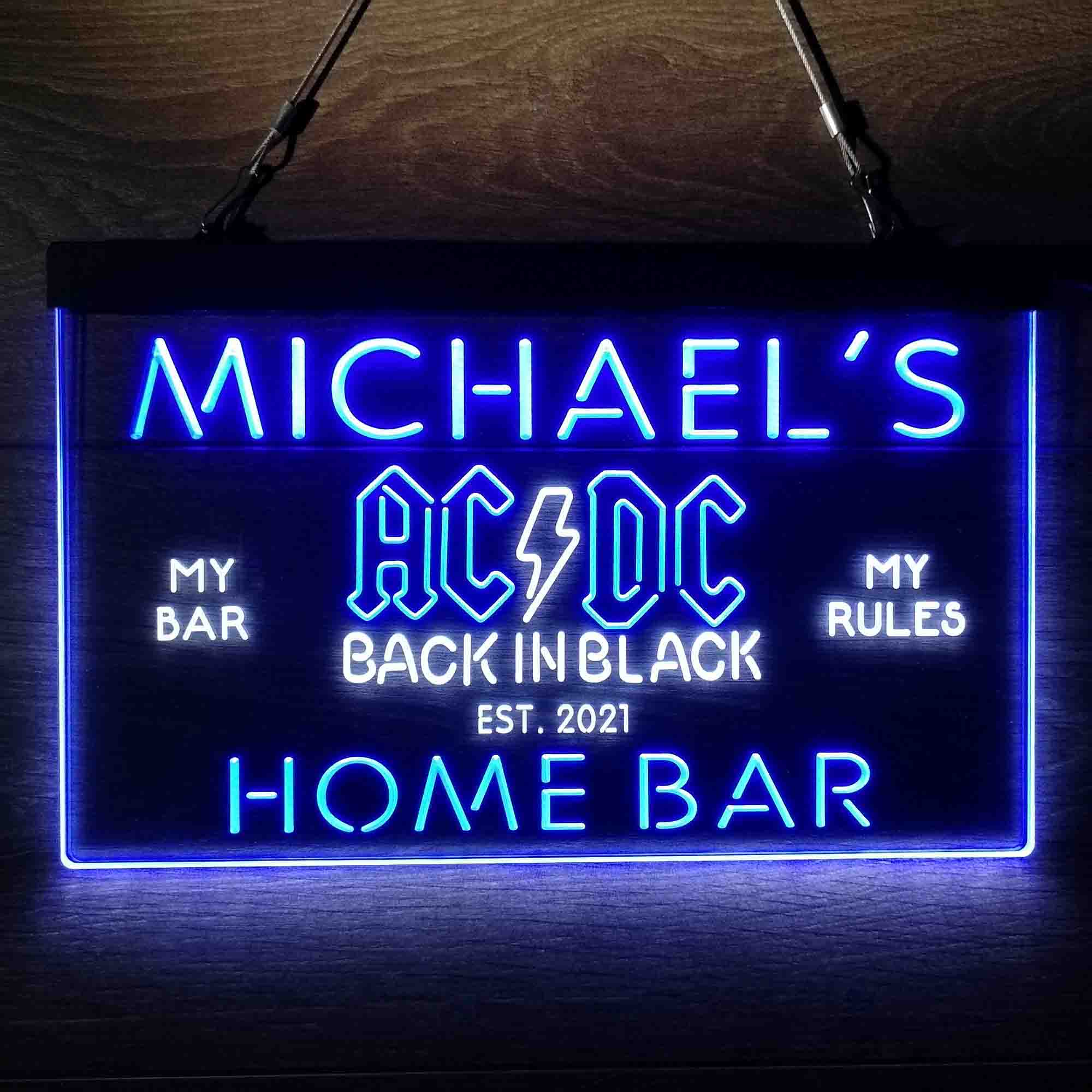 Custom Name ACDC Back in Black Music Band Home Bar Neon LED Sign