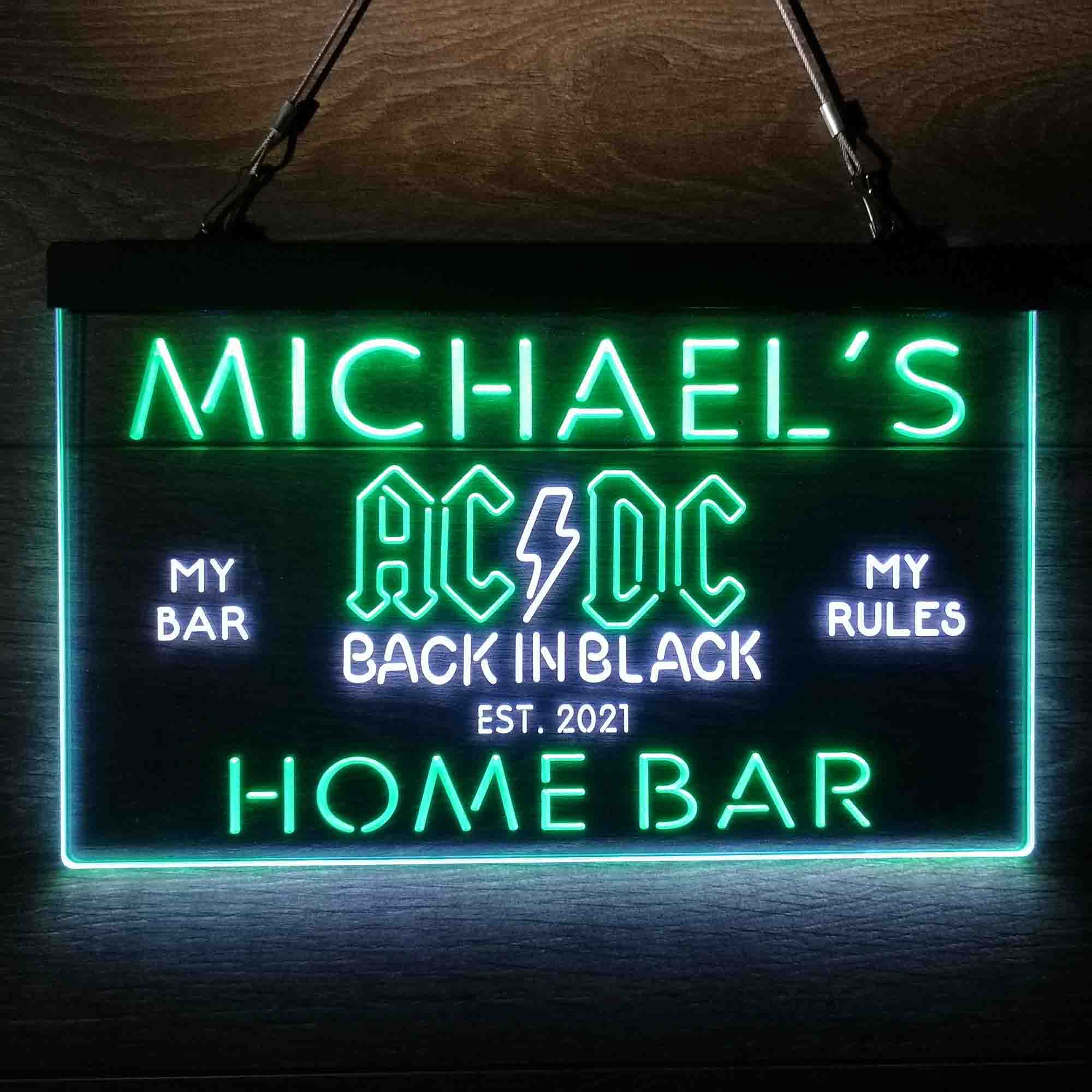 Custom Name ACDC Back in Black Music Band Home Bar Neon LED Sign