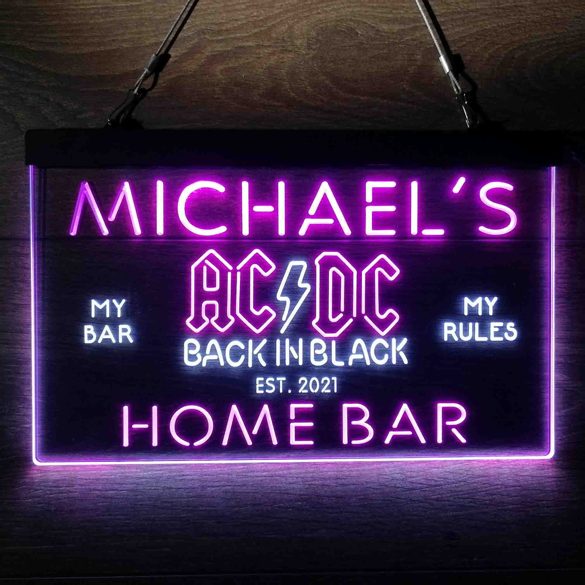 Custom Name ACDC Back in Black Music Band Home Bar Neon LED Sign