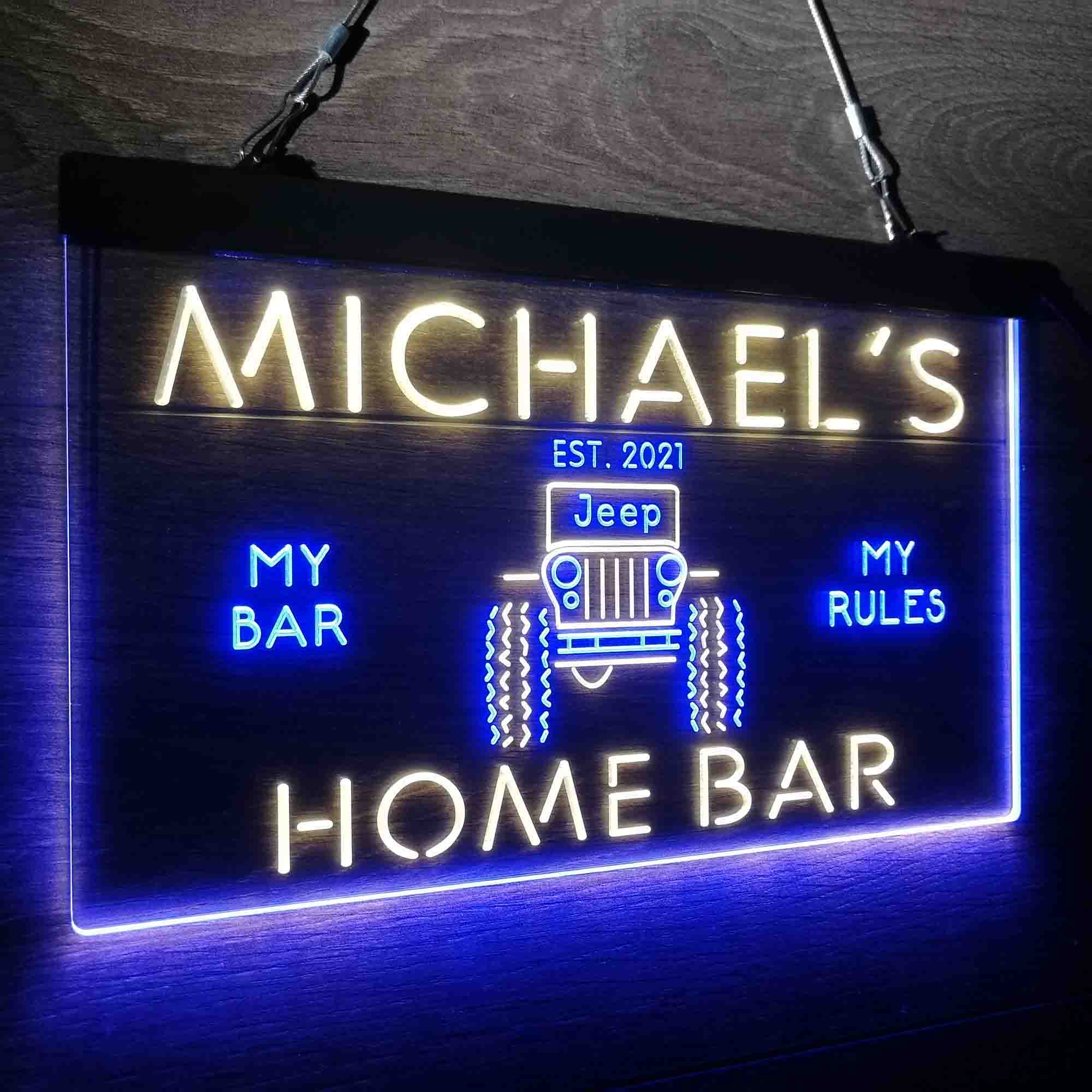 Custom Name Only in a Jeep Truck Garage Home Bar Neon LED Sign