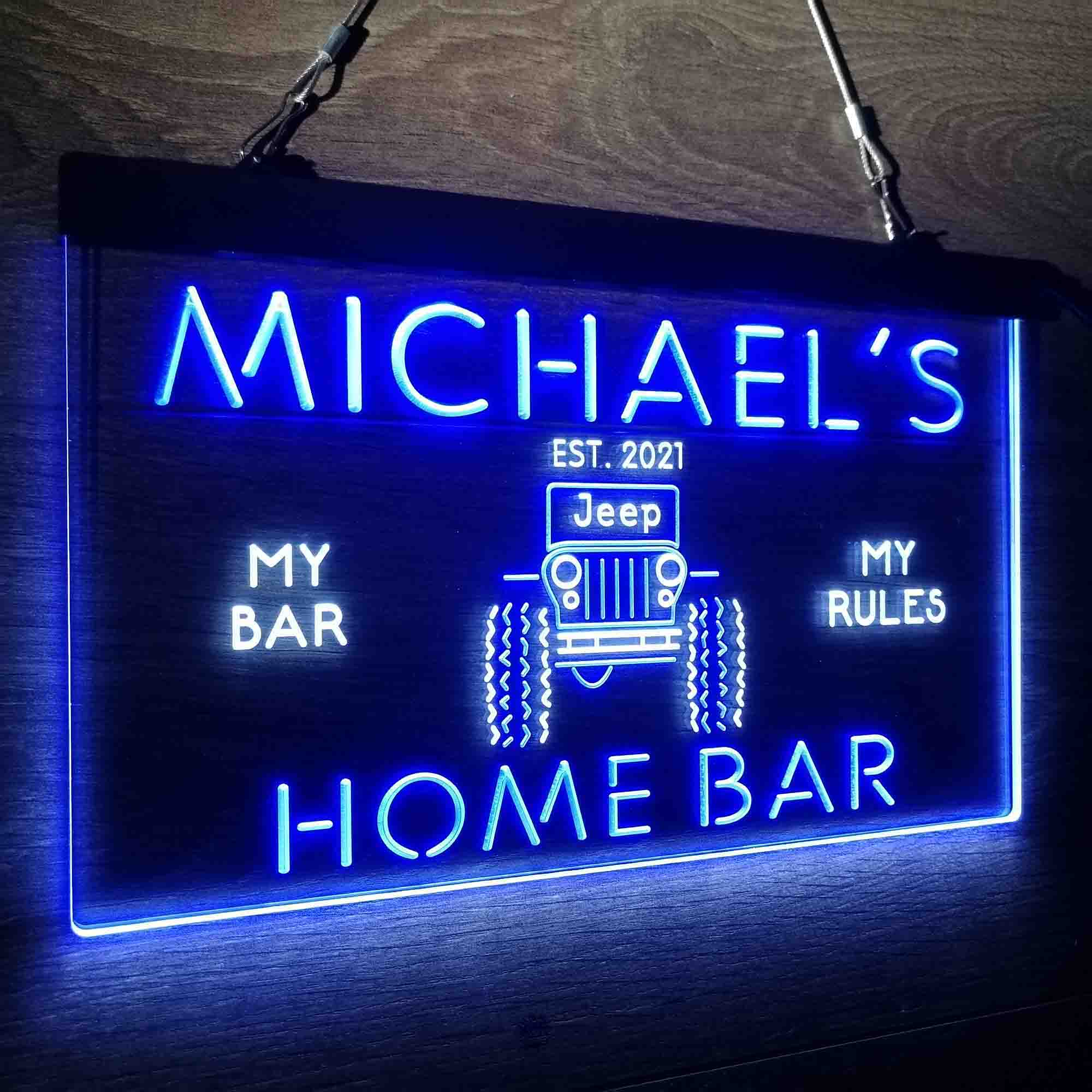 Custom Name Only in a Jeep Truck Garage Home Bar Neon LED Sign