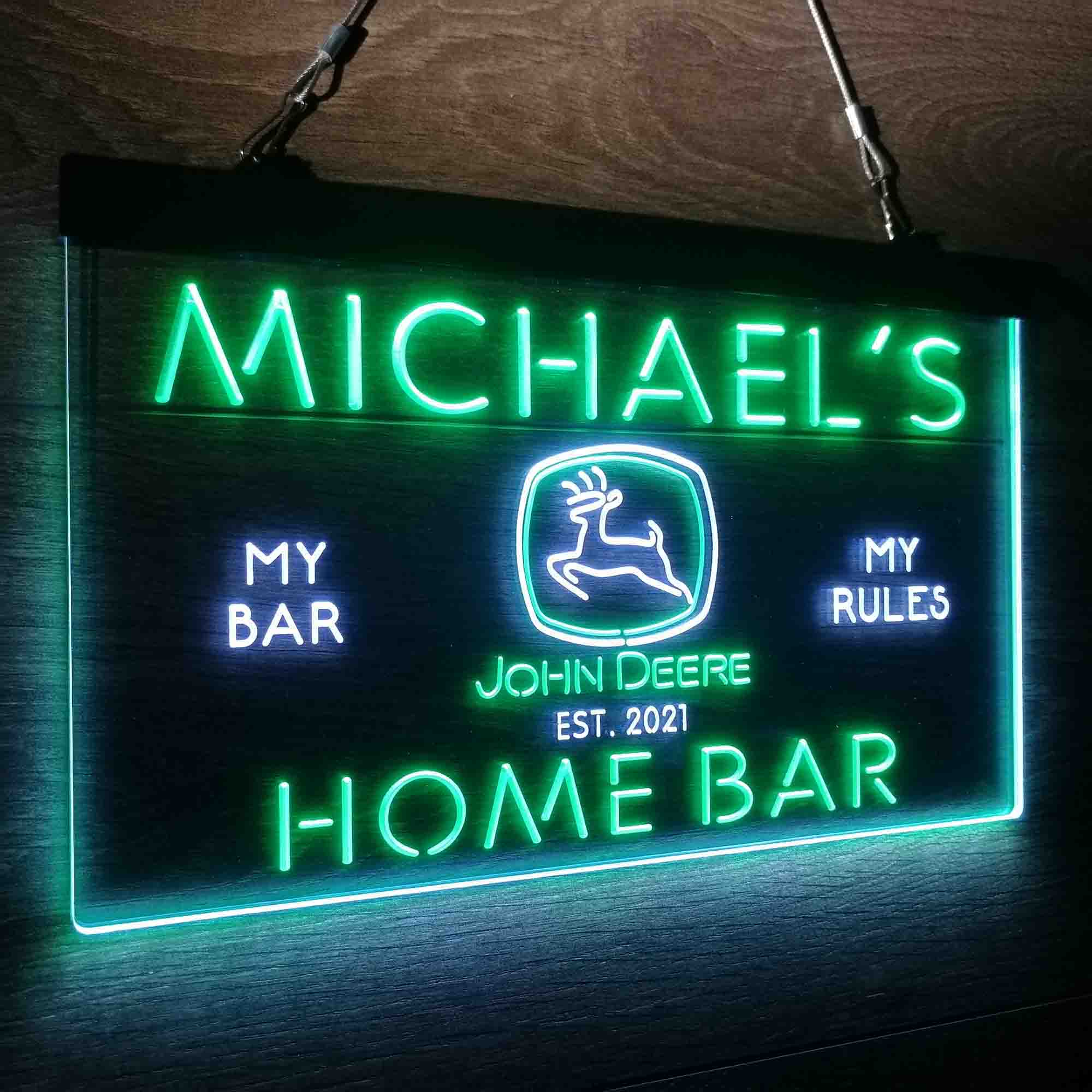 Custom Name John Deere Home Bar Neon LED Sign
