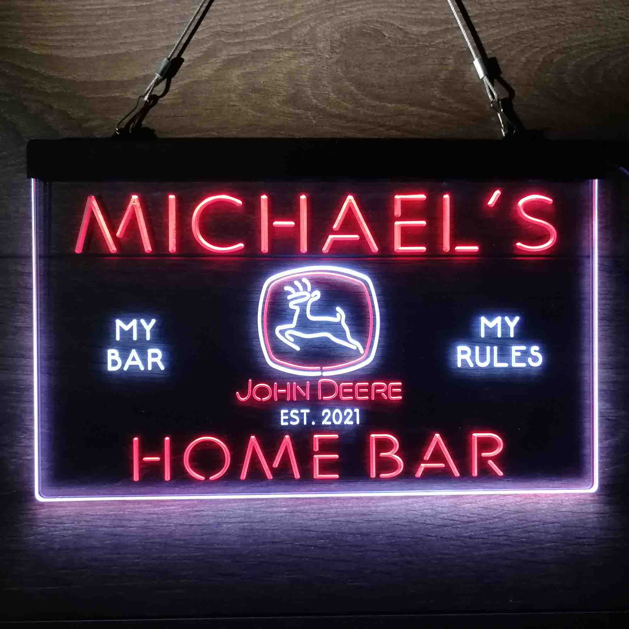 Custom Name John Deere Home Bar Neon LED Sign