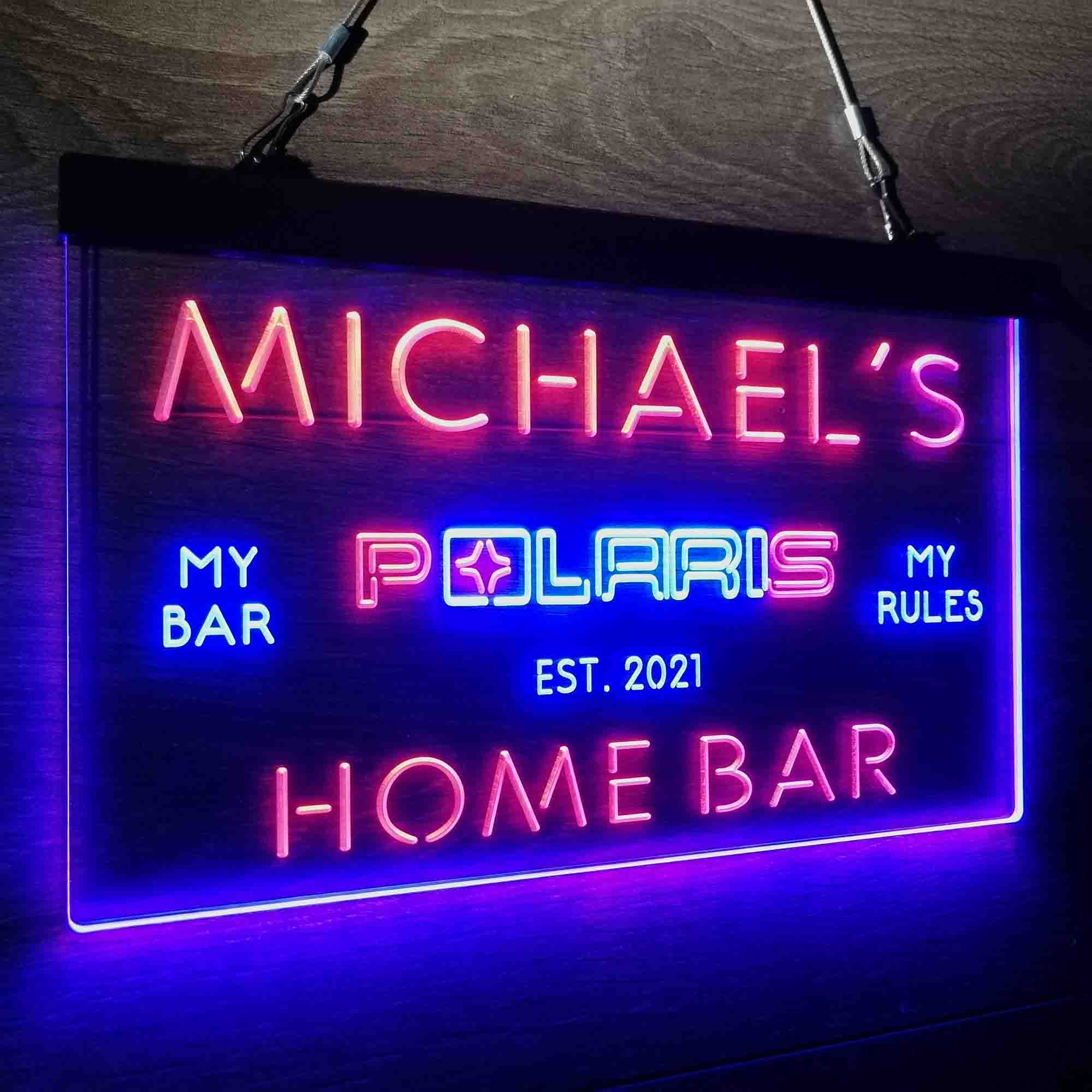 Custom Name Polaris Snowmobile Home Bar Neon LED Sign