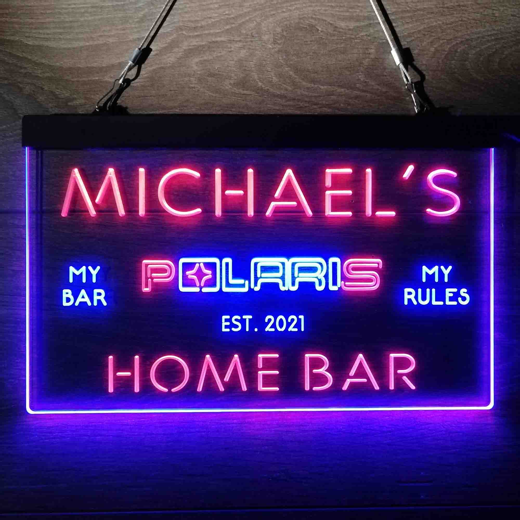 Custom Name Polaris Snowmobile Home Bar Neon LED Sign