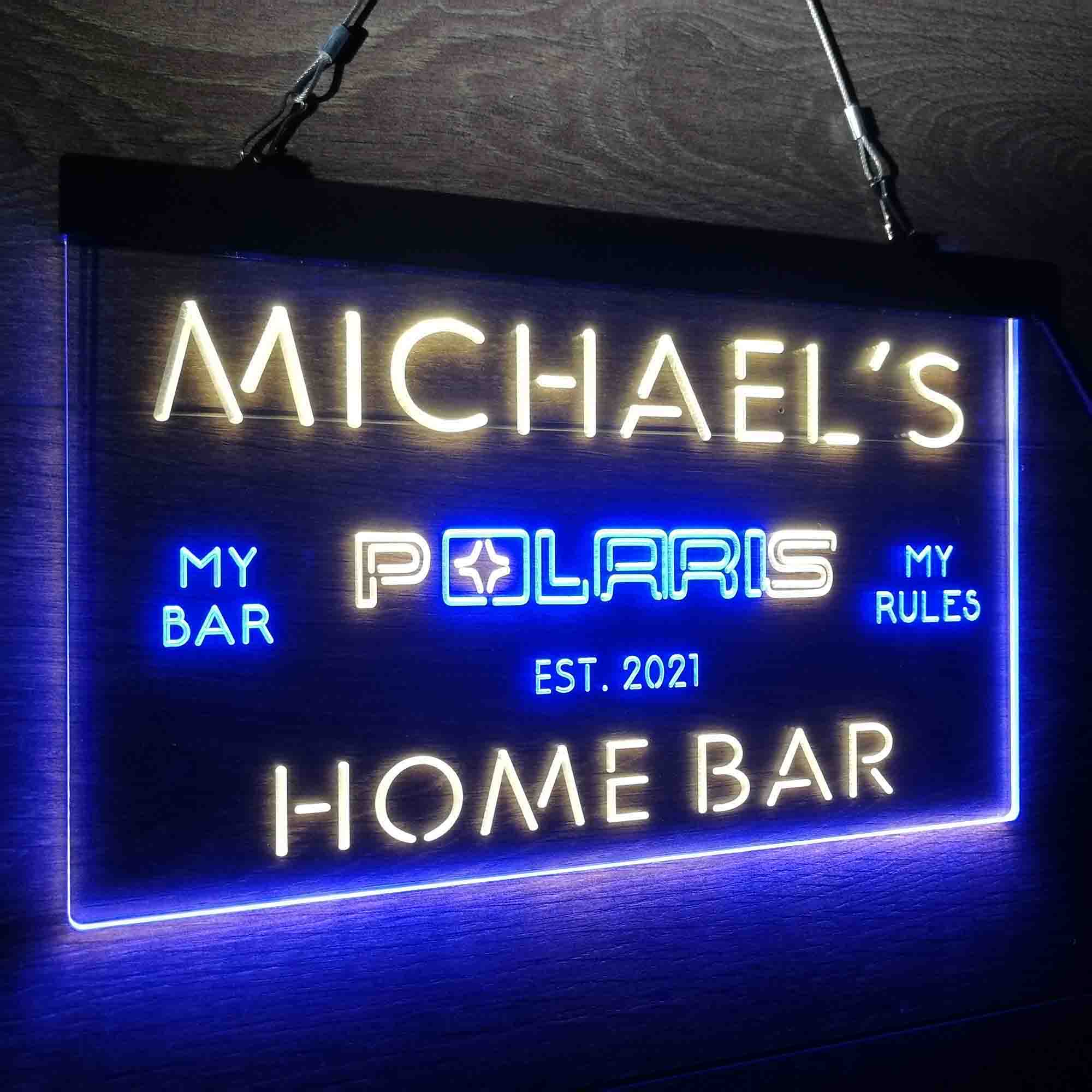 Custom Name Polaris Snowmobile Home Bar Neon LED Sign