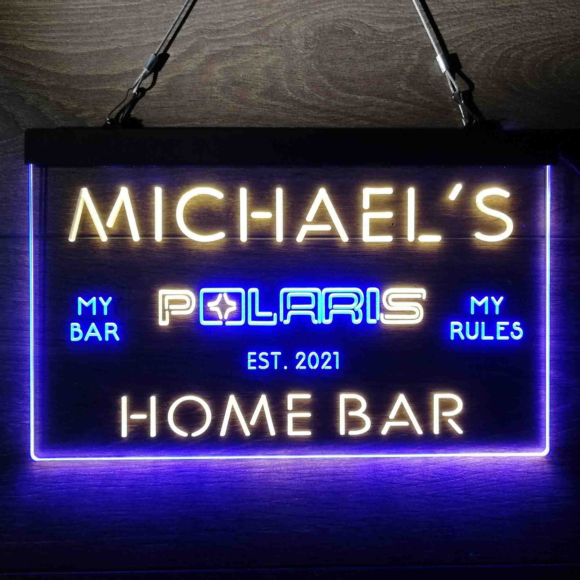 Custom Name Polaris Snowmobile Home Bar Neon LED Sign