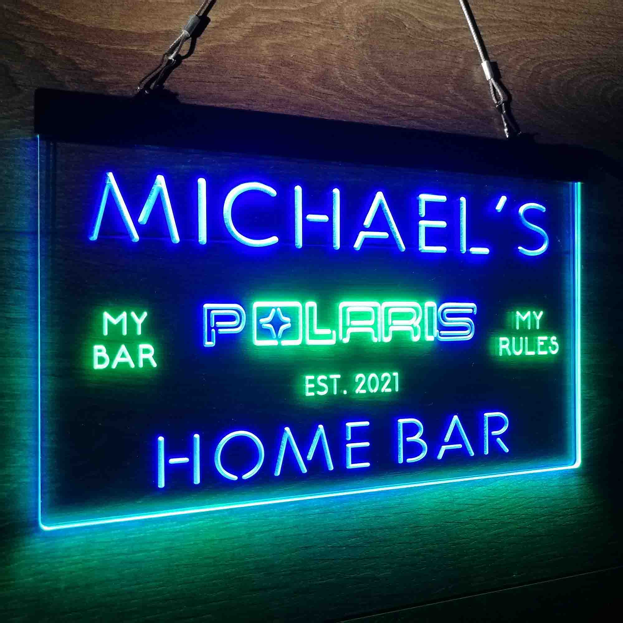 Custom Name Polaris Snowmobile Home Bar Neon LED Sign