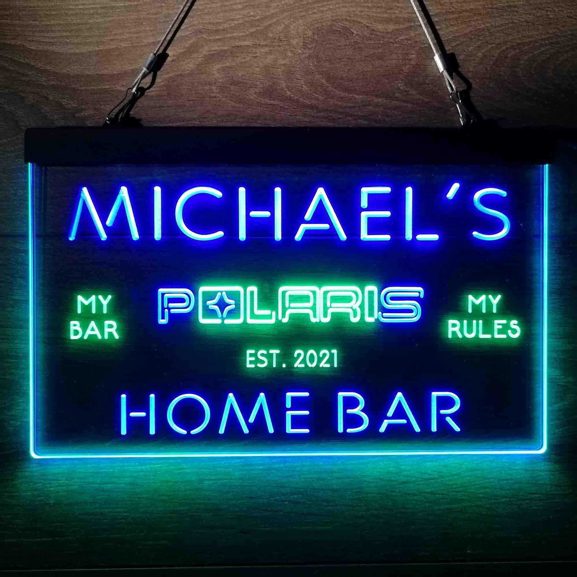 Custom Name Polaris Snowmobile Home Bar Neon LED Sign