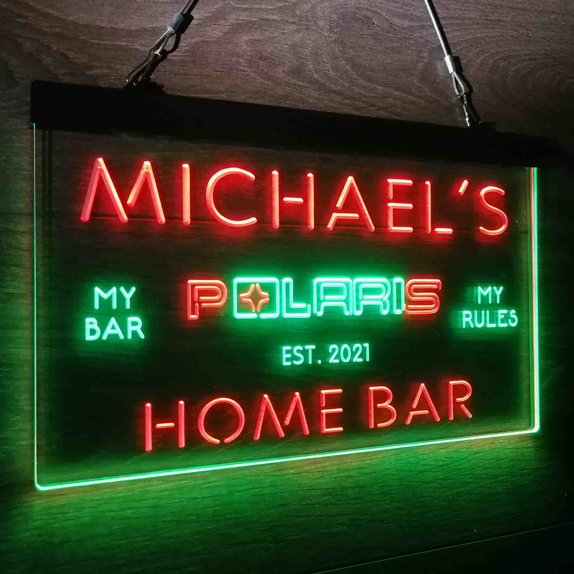 Custom Name Polaris Snowmobile Home Bar Neon LED Sign