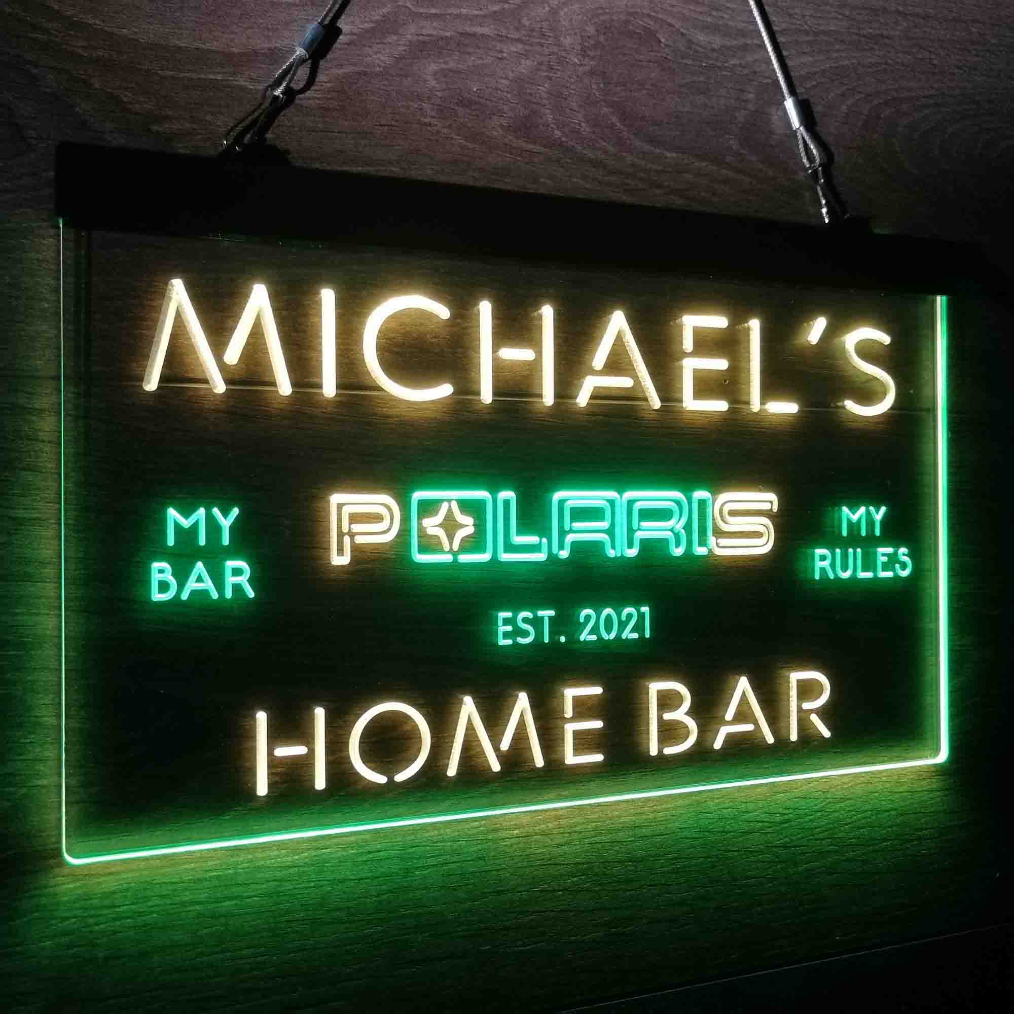 Custom Name Polaris Snowmobile Home Bar Neon LED Sign