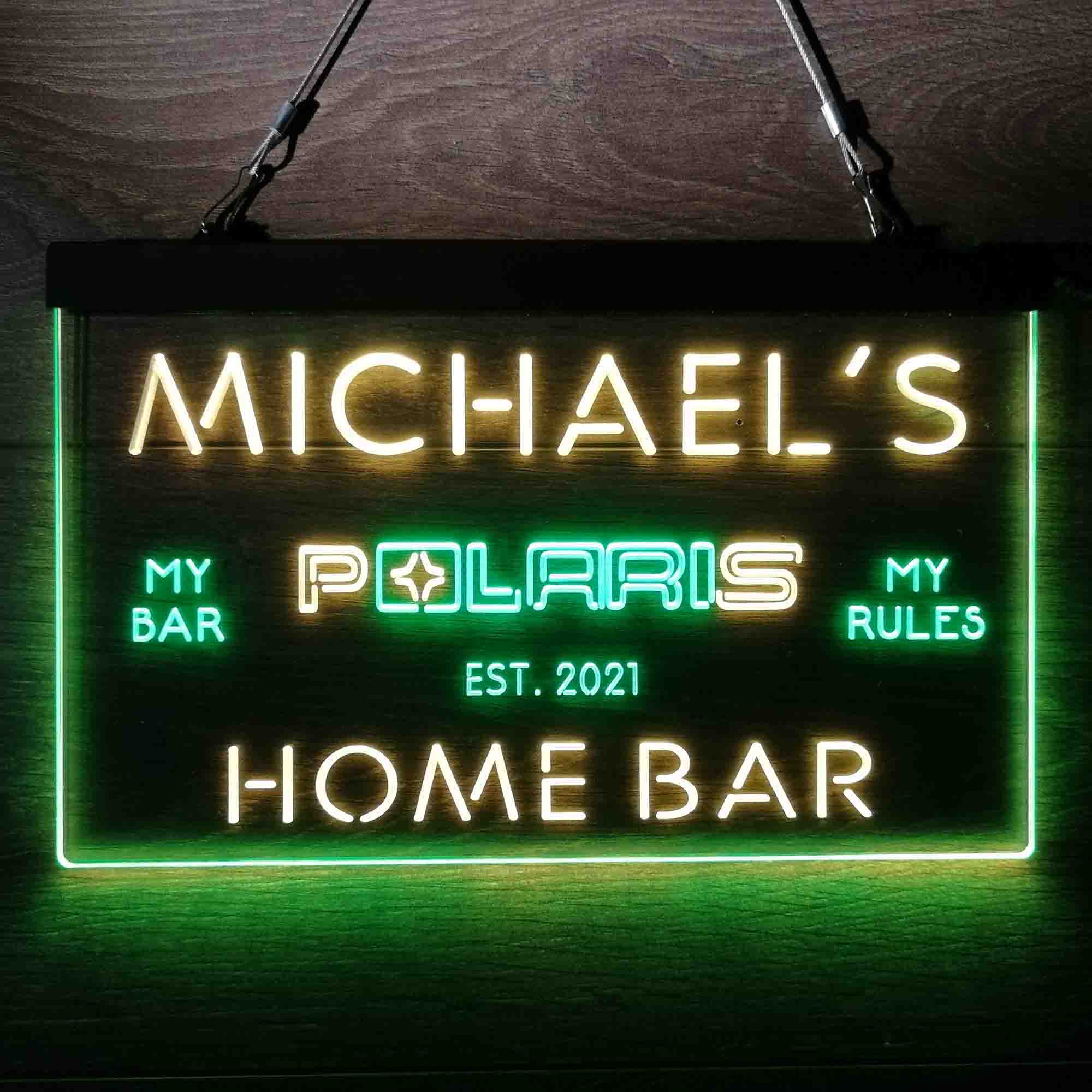 Custom Name Polaris Snowmobile Home Bar Neon LED Sign