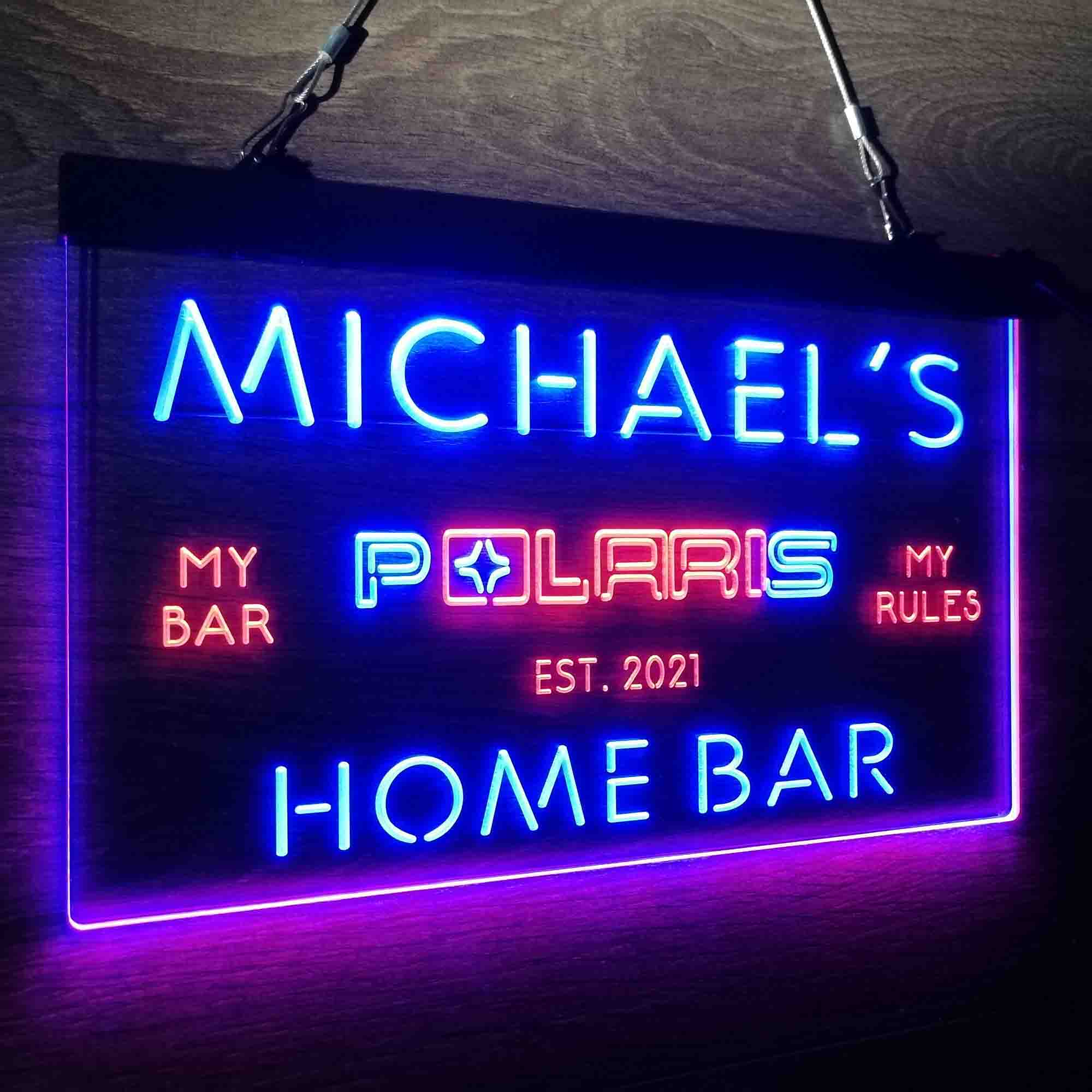 Custom Name Polaris Snowmobile Home Bar Neon LED Sign