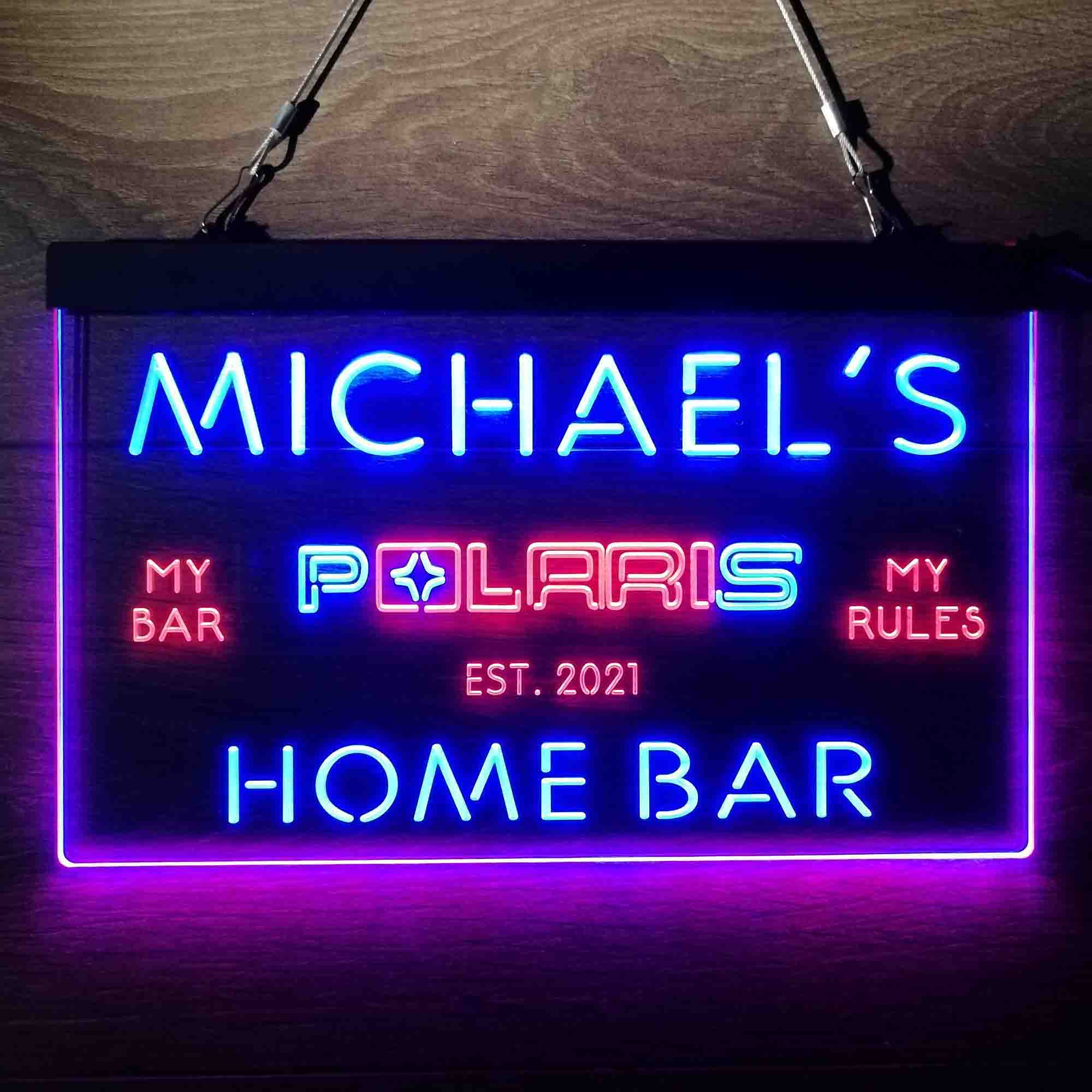 Custom Name Polaris Snowmobile Home Bar Neon LED Sign