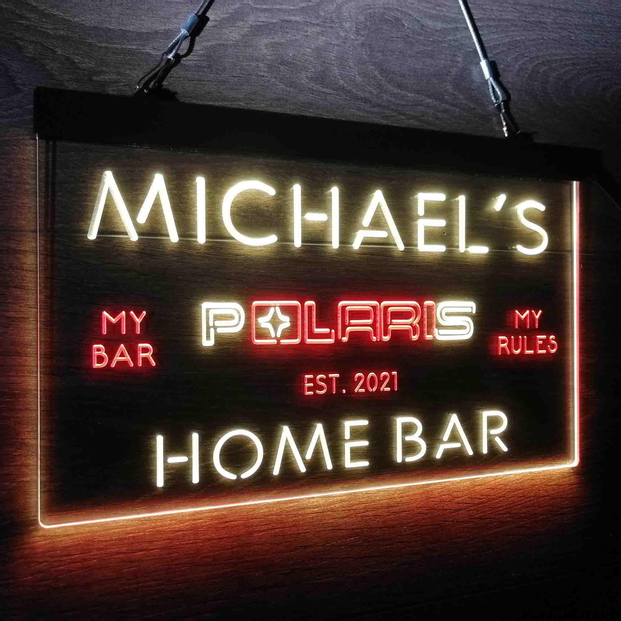 Custom Name Polaris Snowmobile Home Bar Neon LED Sign