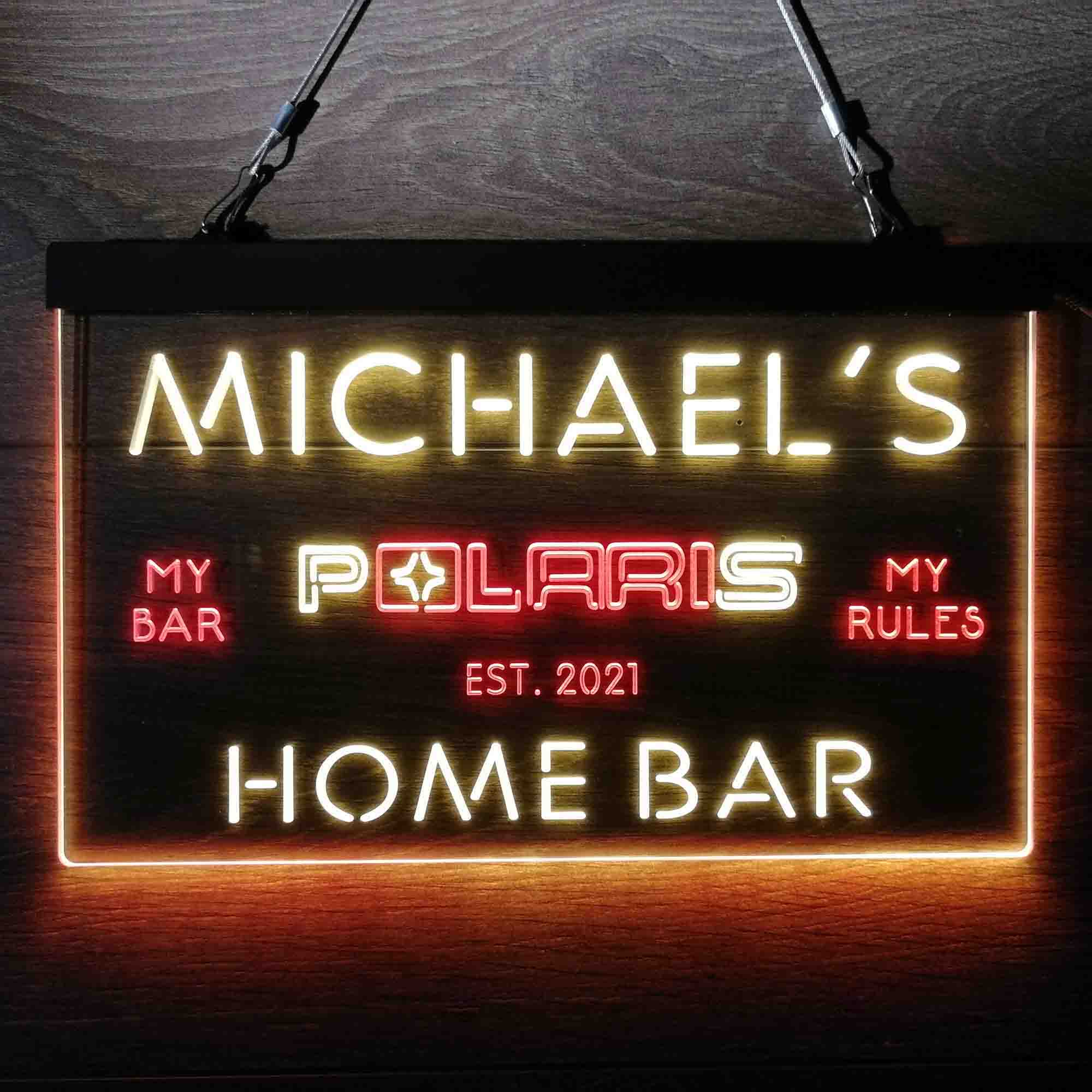 Custom Name Polaris Snowmobile Home Bar Neon LED Sign